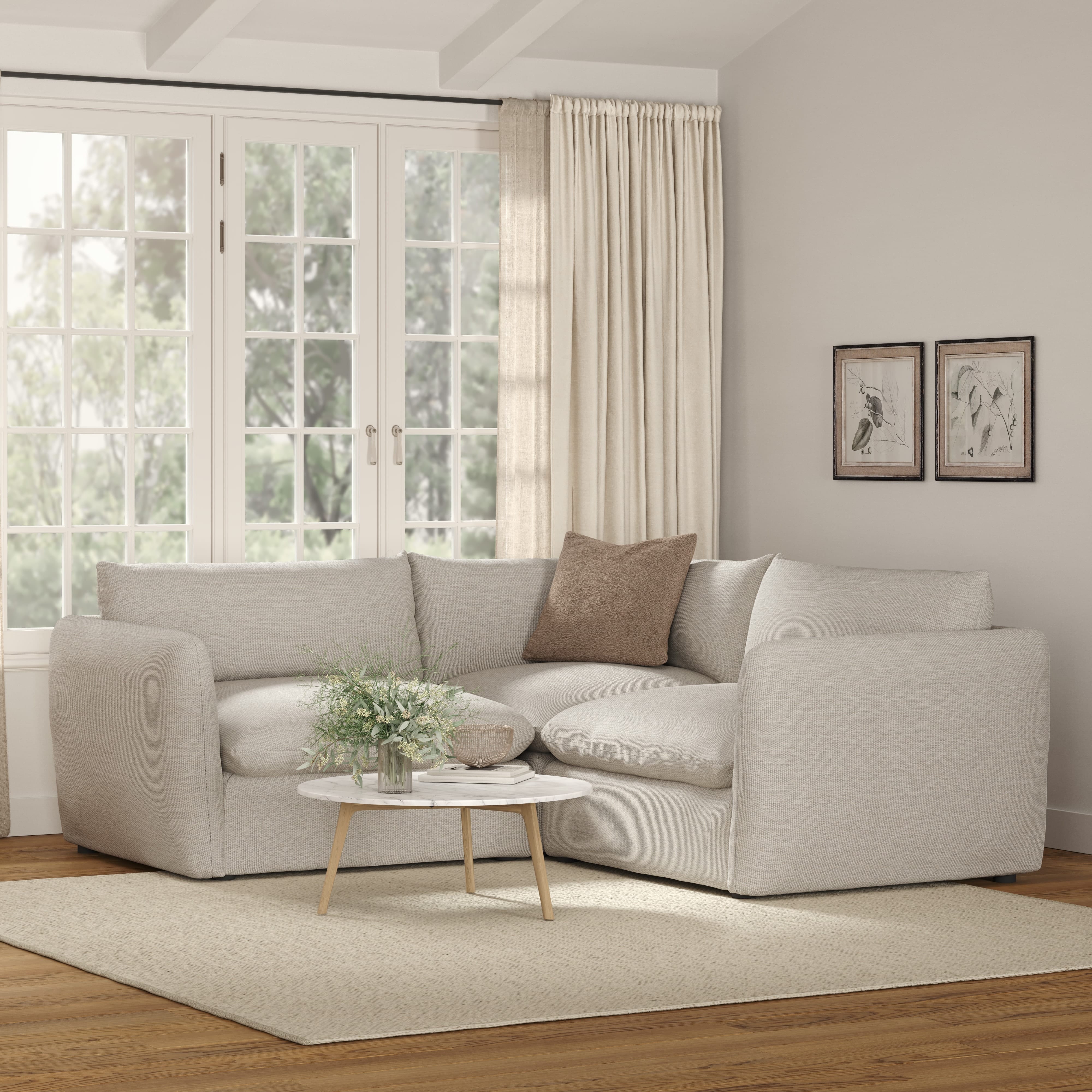 Leigh Silver Ivory Modular Small Corner Sectional | Article