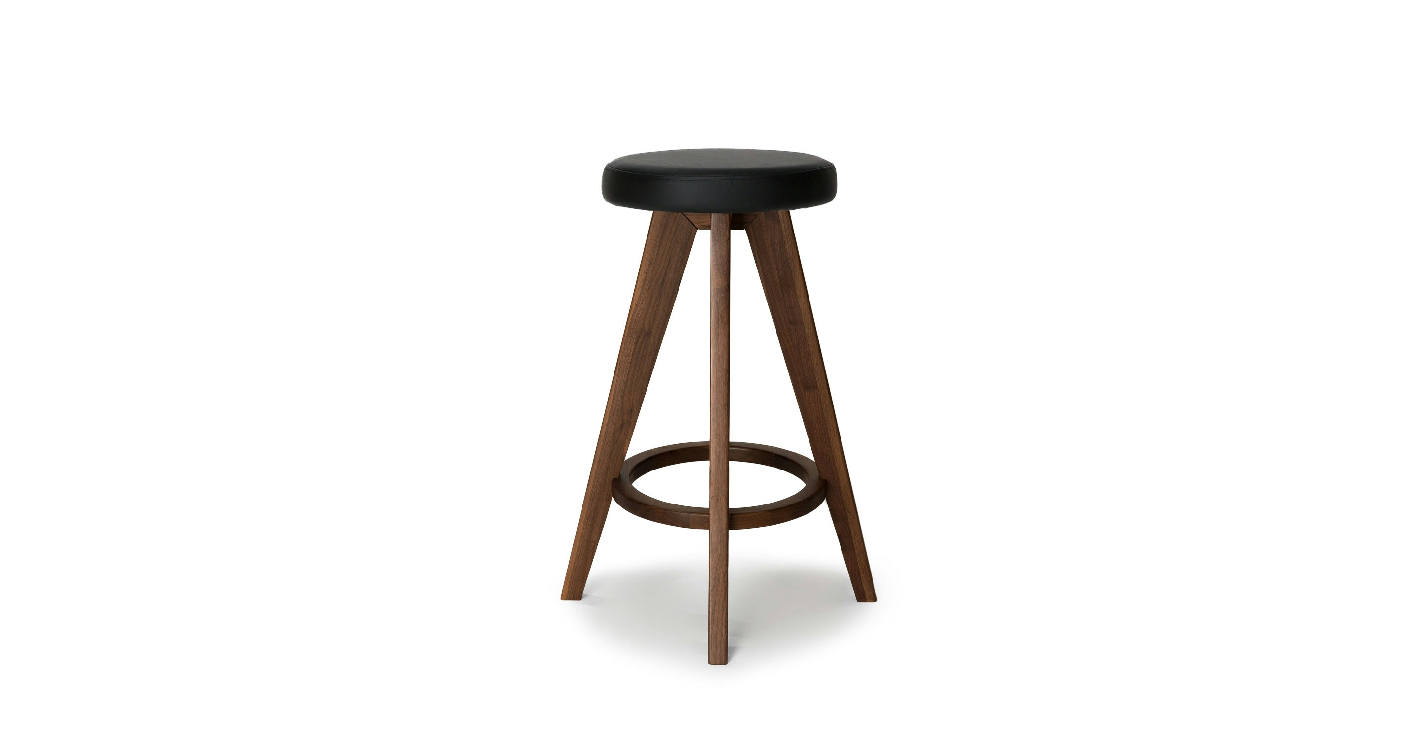Black Walnut Circo Leather Counter Height Stool Article