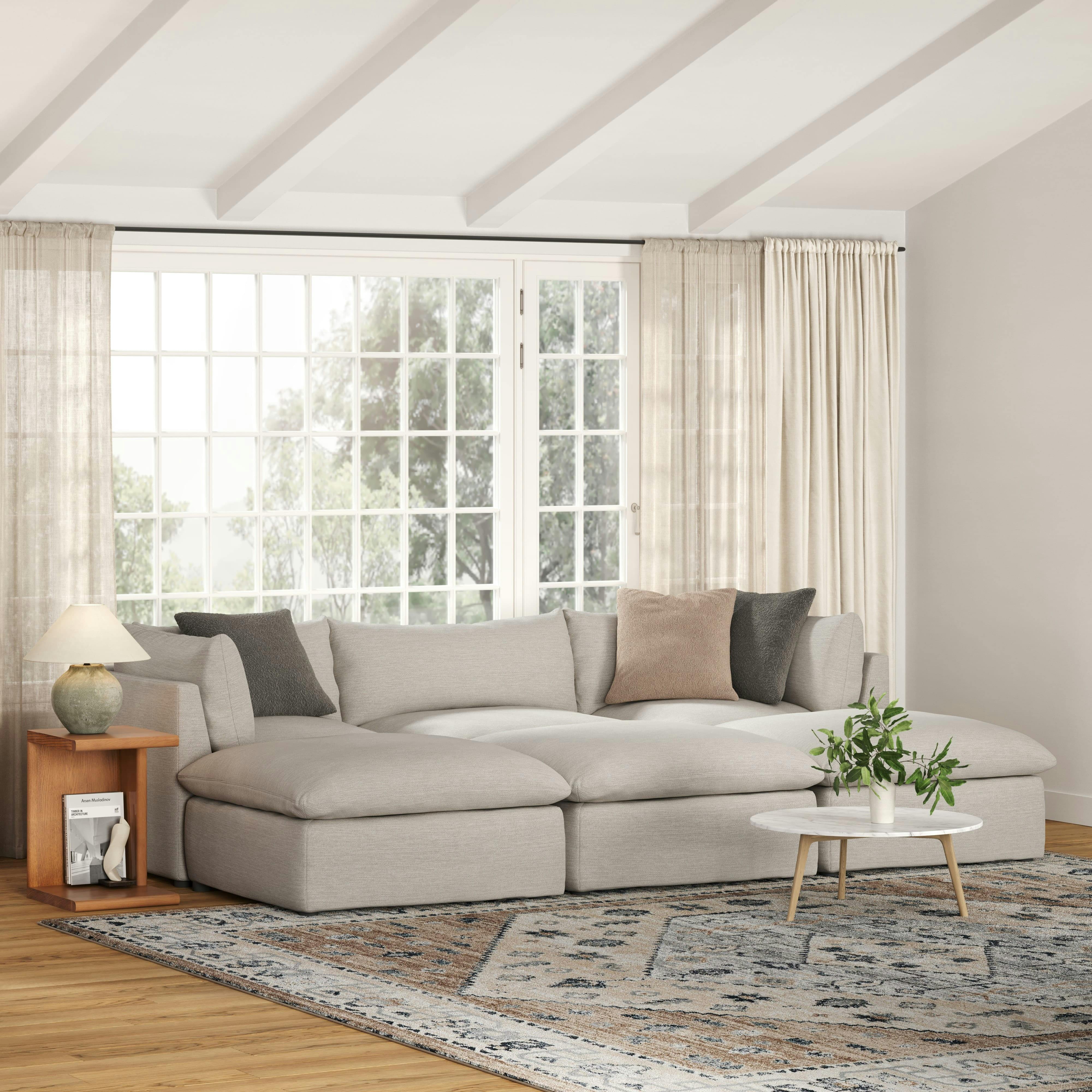 Leigh Silver Ivory Modular Open Pit Sectional | Article