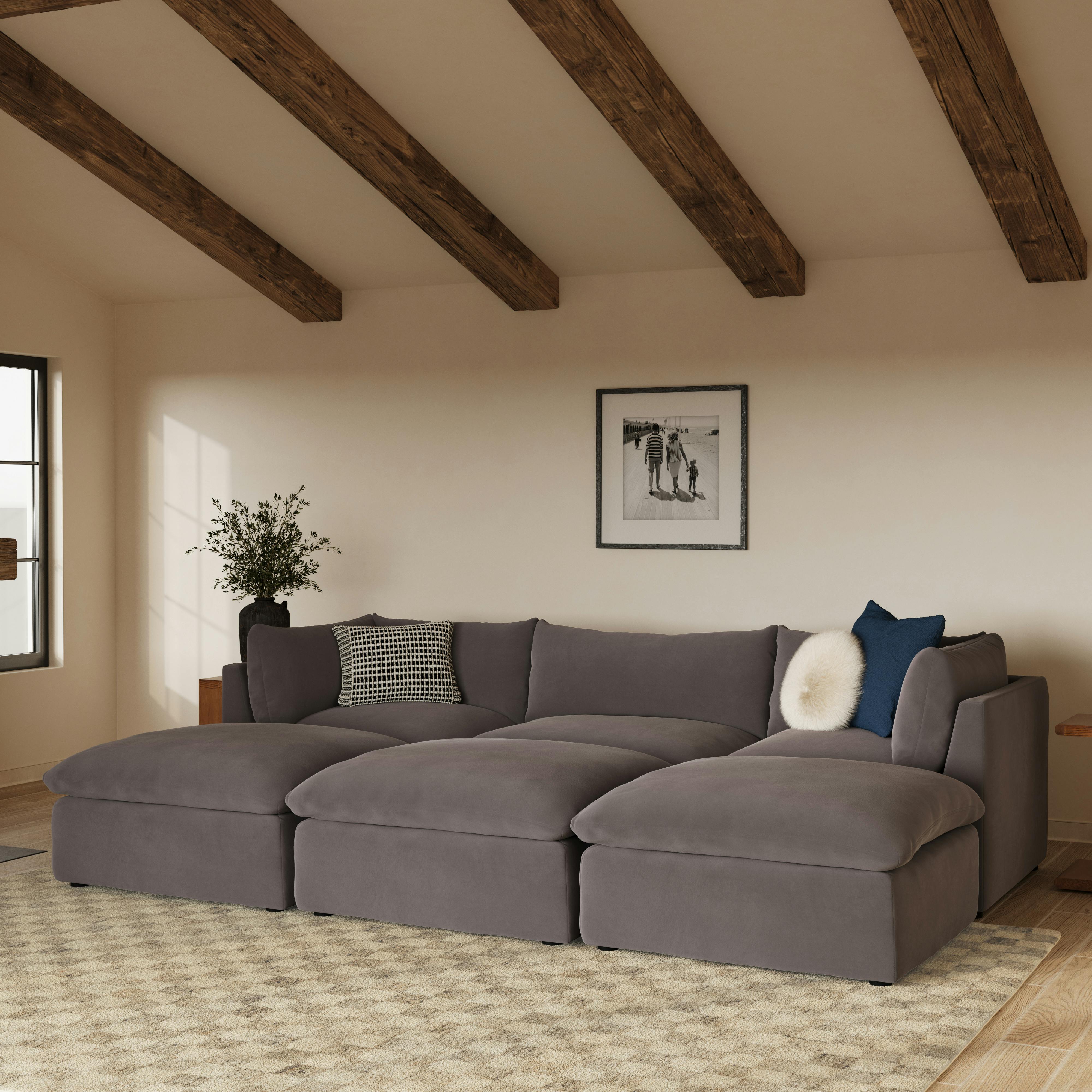 Leigh Hale Warm Gray Velvet Modular Open Pit Sectional | Article