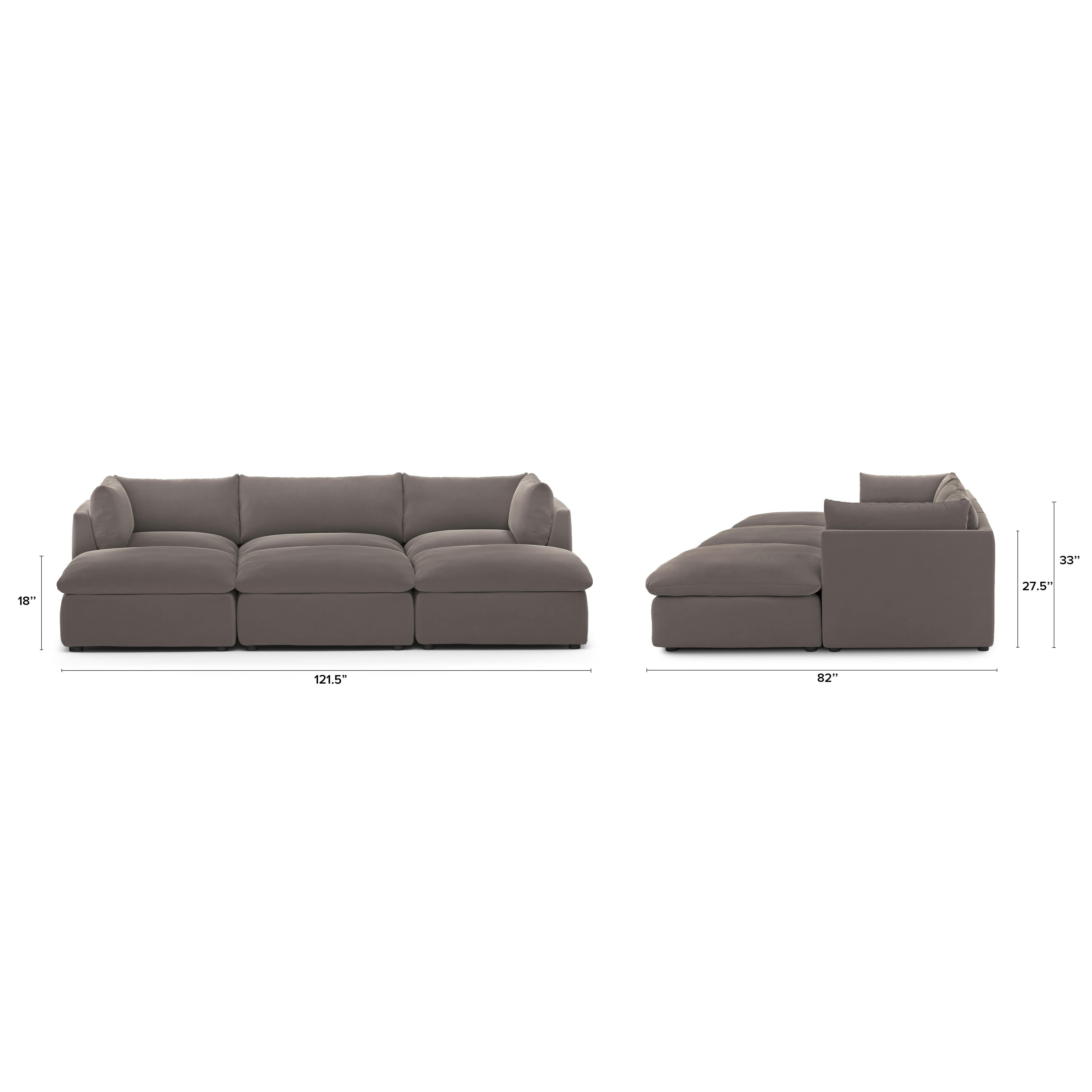 Leigh Hale Warm Gray Velvet Modular Open Pit Sectional | Article