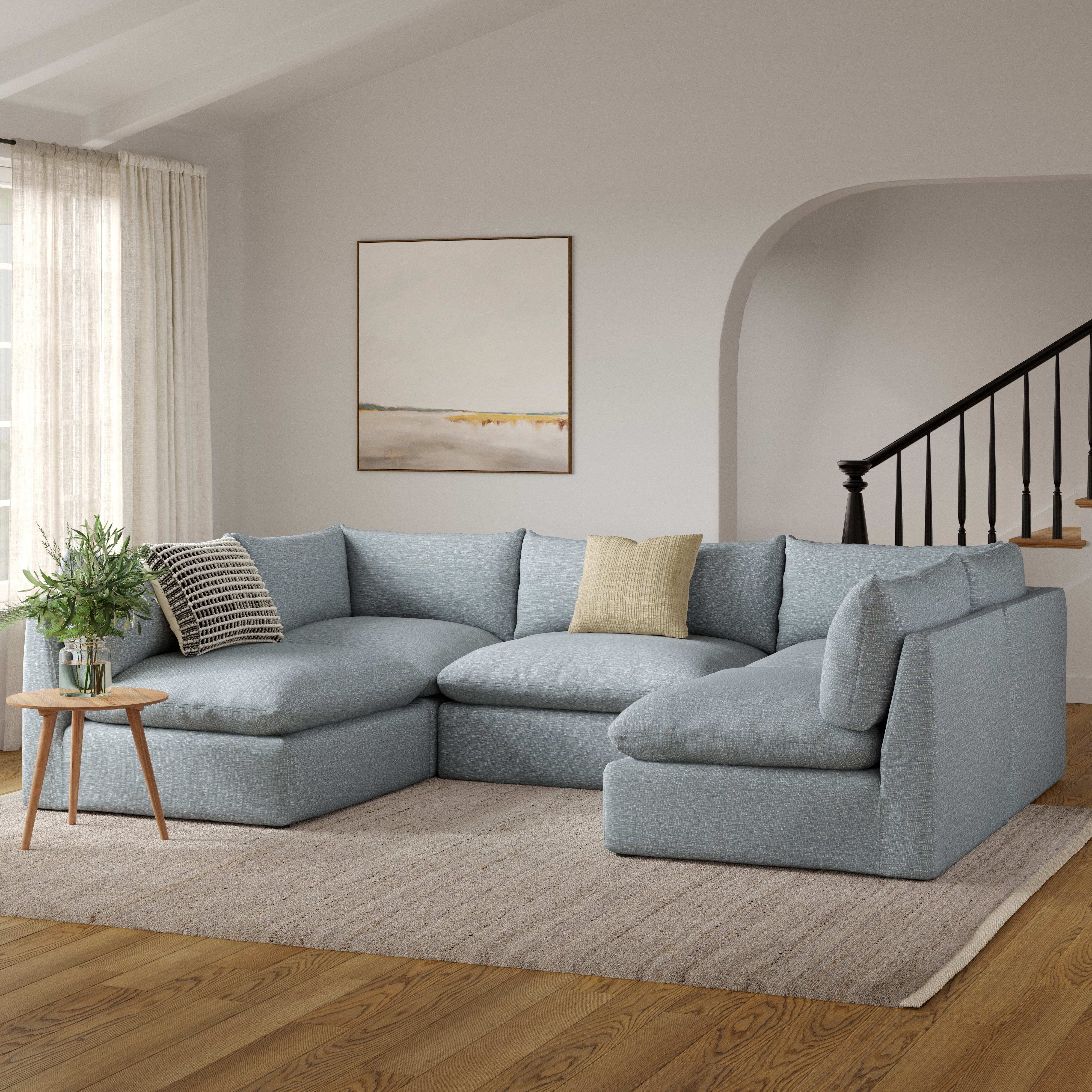 Leigh Silver Light Blue Modular Closed Pit Sectional | Article