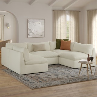 Leigh 121.5" Modular 5-Seater U-Shaped Sectional - Ivory Wool Bouclé