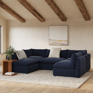 Leigh 121.5" Velvet Modular 5-Seater U-Shaped Sectional - Hale Ink