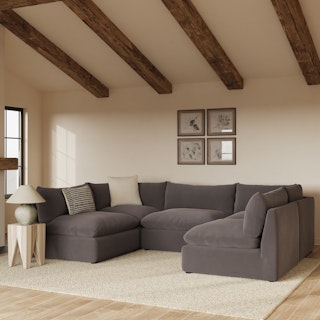 Leigh 121.5" Velvet Modular 5-Seater U-Shaped Sectional - Hale Warm Gray