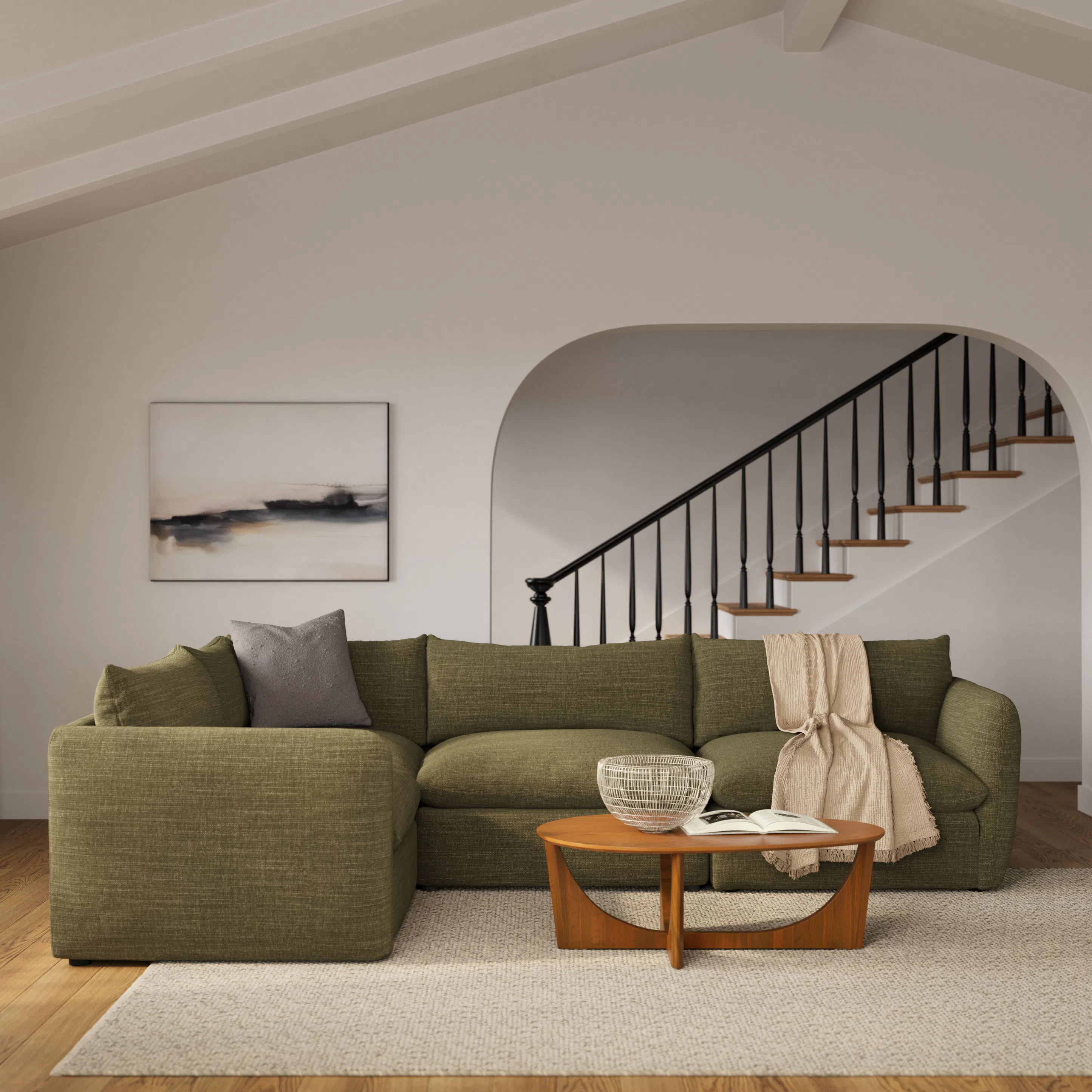 Leigh 126" Modular L Sectional - Napa Moss