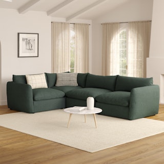 Leigh 126" Modular L Sectional - Green Wool Bouclé