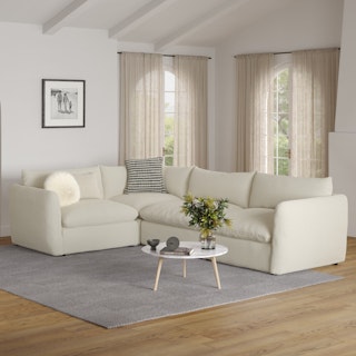 Leigh 126" Modular L Sectional - Ivory Wool Bouclé