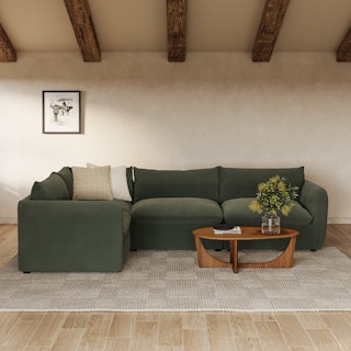 Leigh 126" Velvet Modular L Sectional - Hale Fir Green