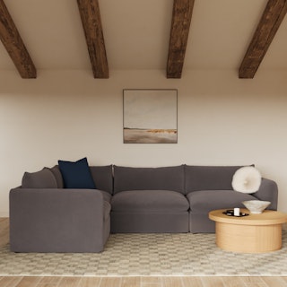 Leigh 126" Velvet Modular L Sectional - Hale Warm Gray