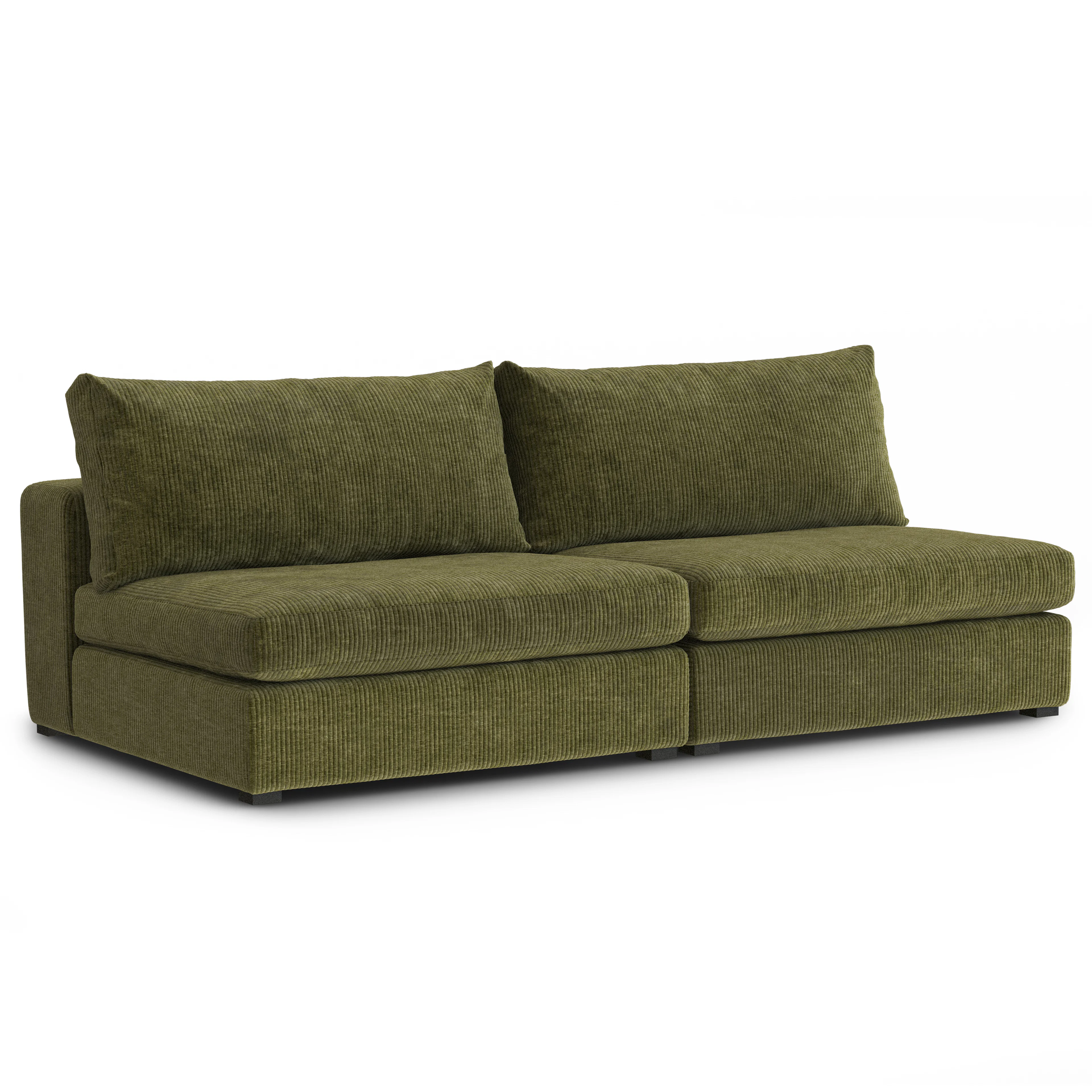Beta 79" Armless Modular Sofa in Cypress Green