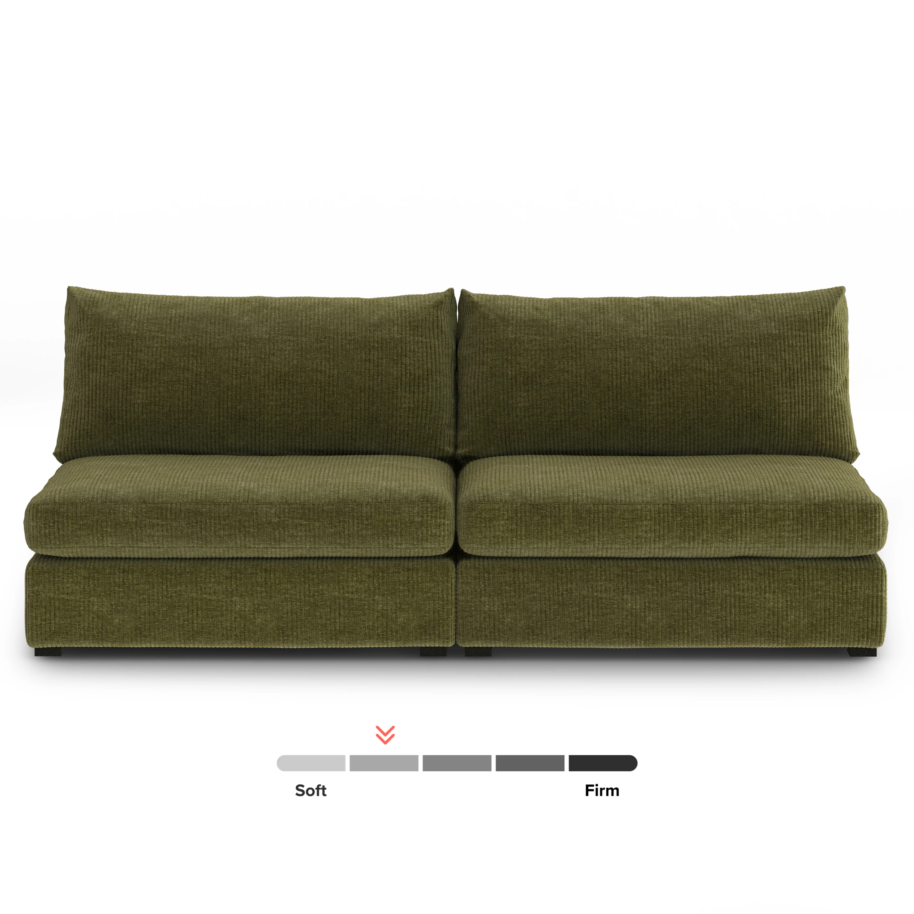 Beta 79" Armless Modular Sofa in Cypress Green
