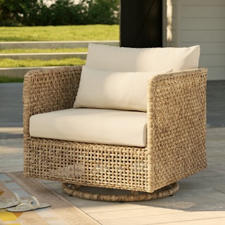 Robbi 32.5" Outdoor Swivel Chair - Dravite Ivory