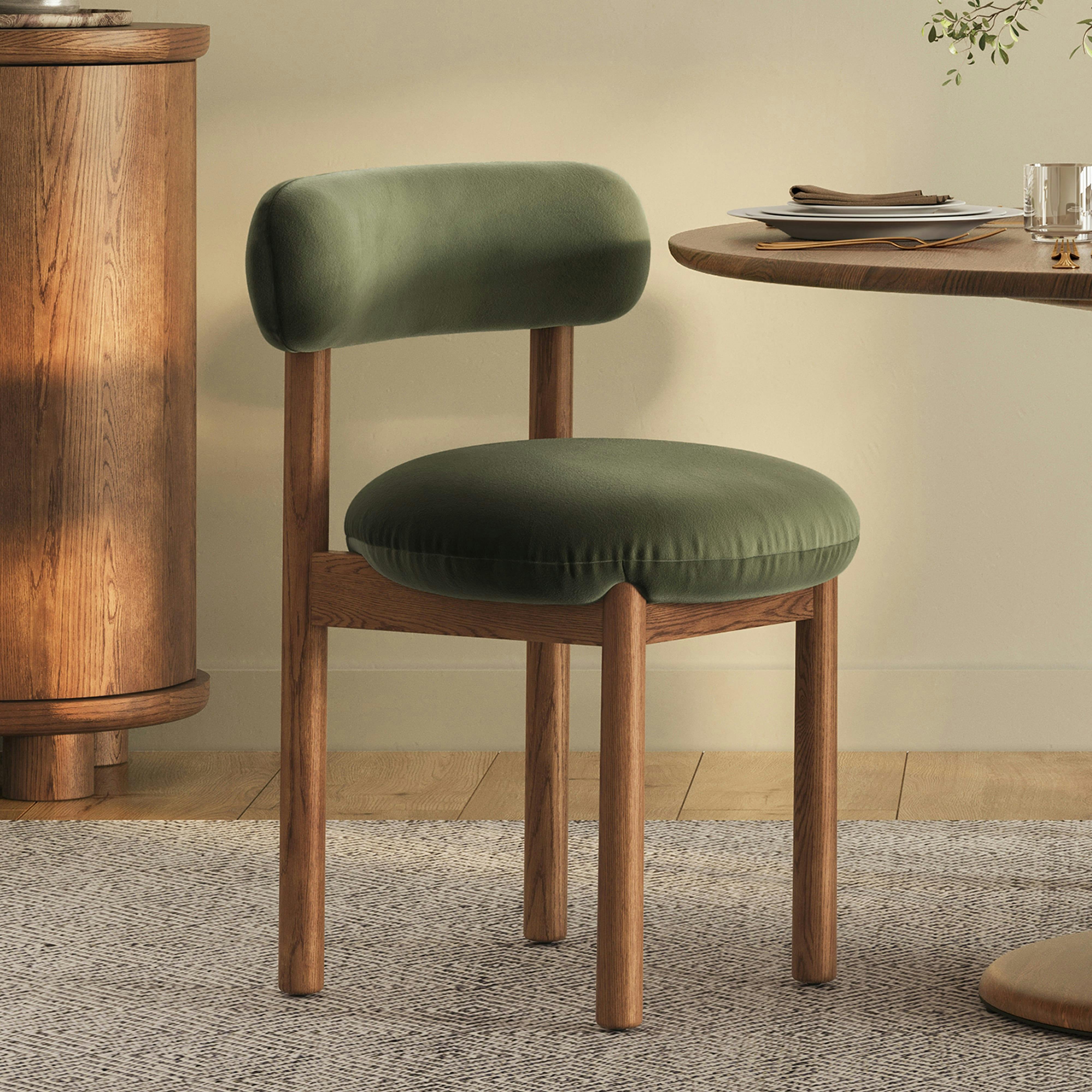 Munk Hale Fir Green Velvet Smoked Oak Dining Chair | Article
