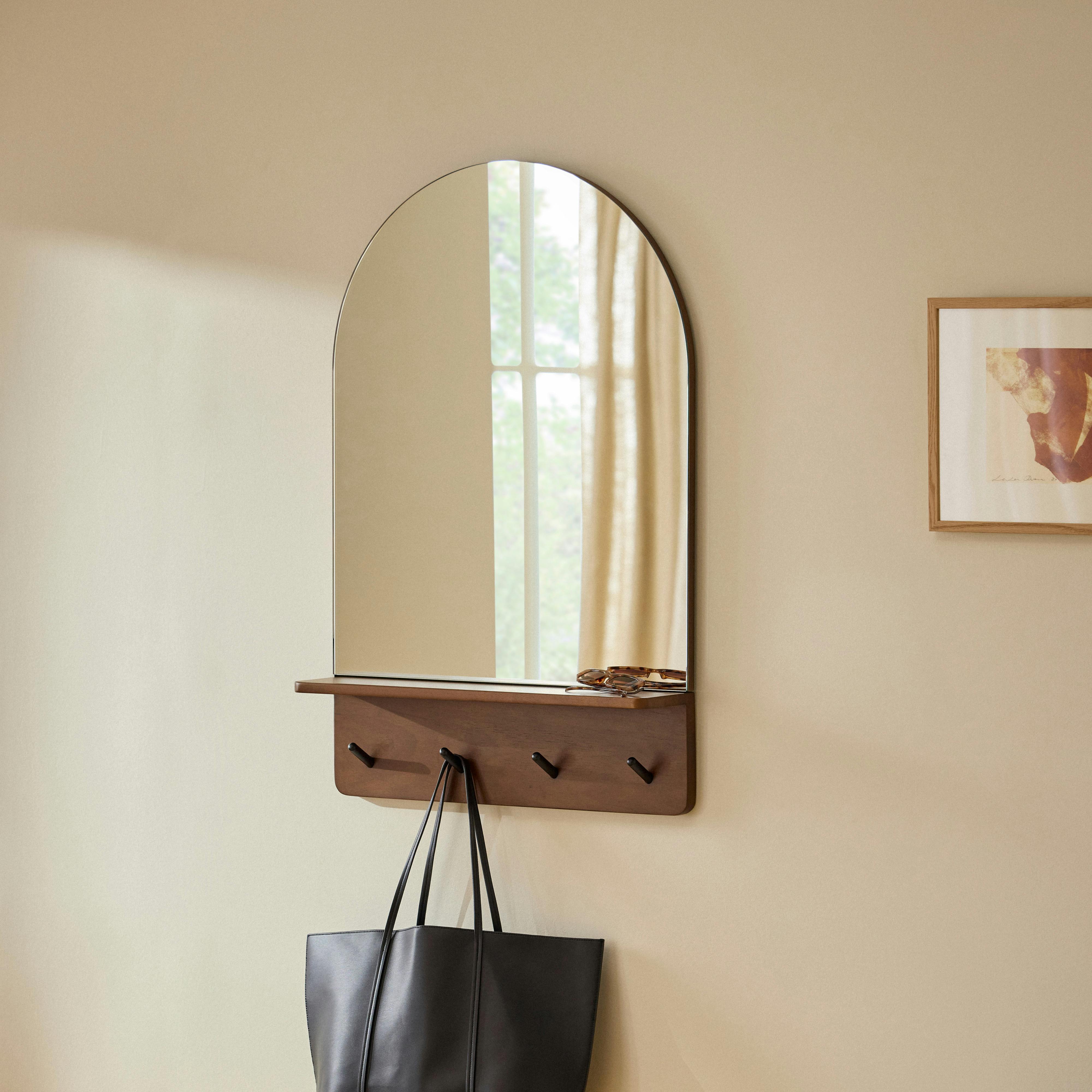 Williams 24" Shelf, Coat Rack, and Mirror - Black and Walnut