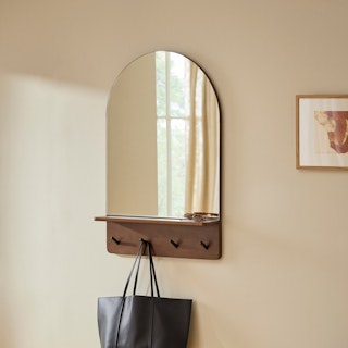 Williams 24" Shelf, Coat Rack, and Mirror - Black and Walnut