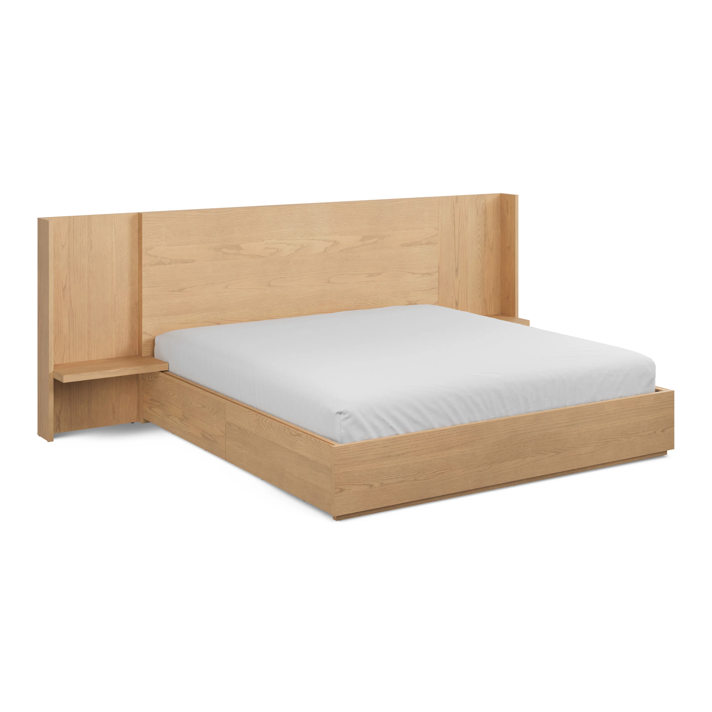 Leif King Storage Bed with Nightstands Set - White Oak