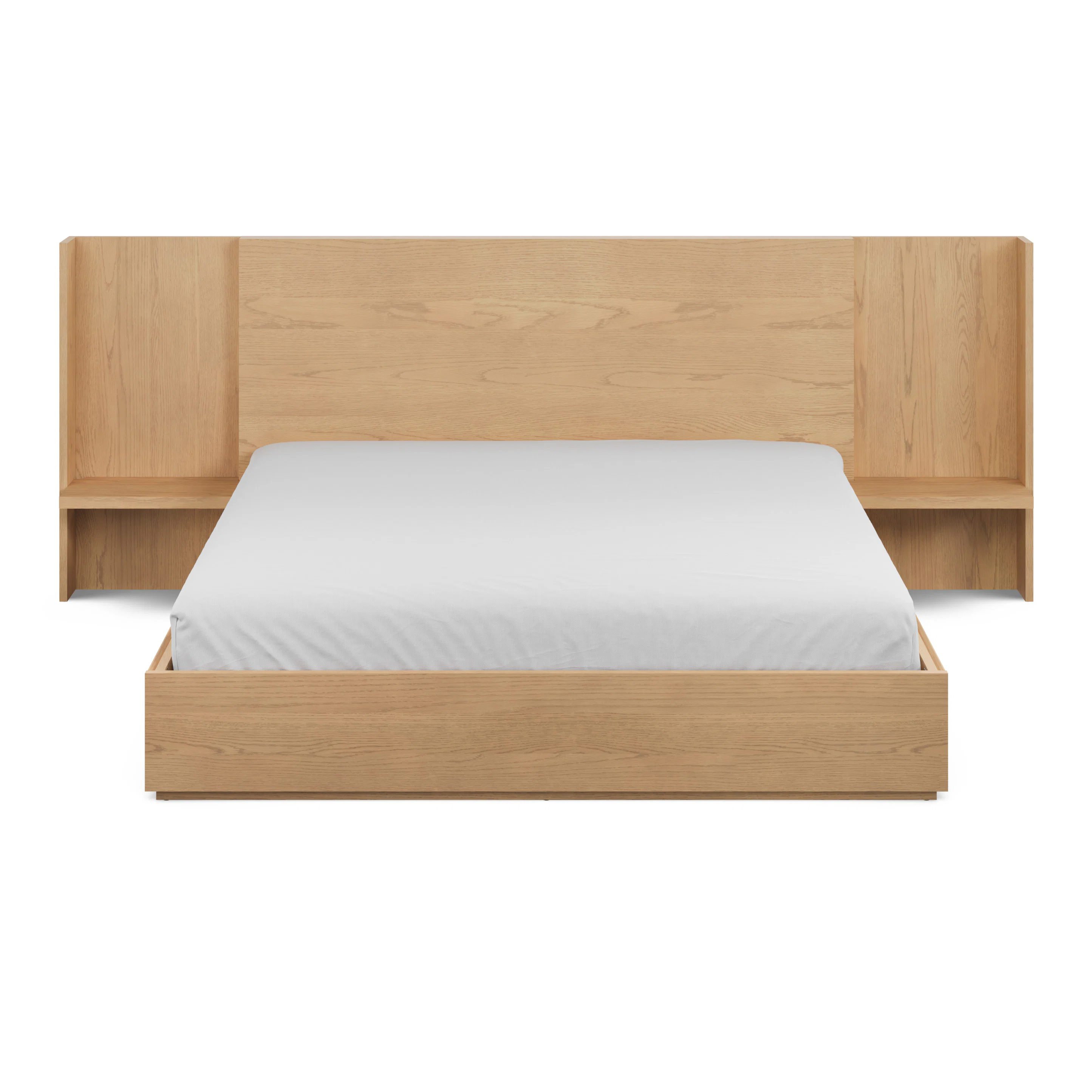 Leif King Storage Bed with Nightstands Set - White Oak