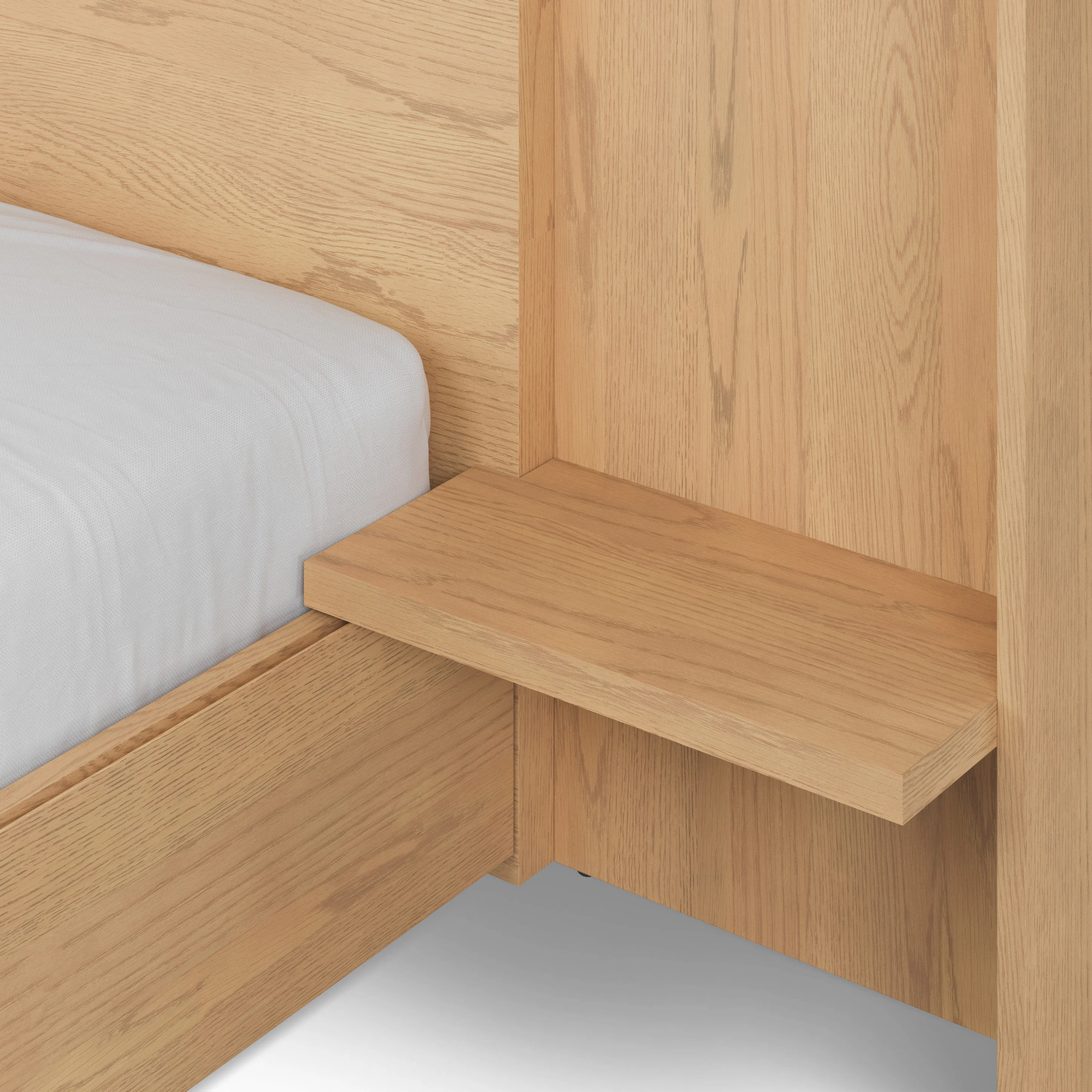 Leif King Storage Bed with Nightstands Set - White Oak