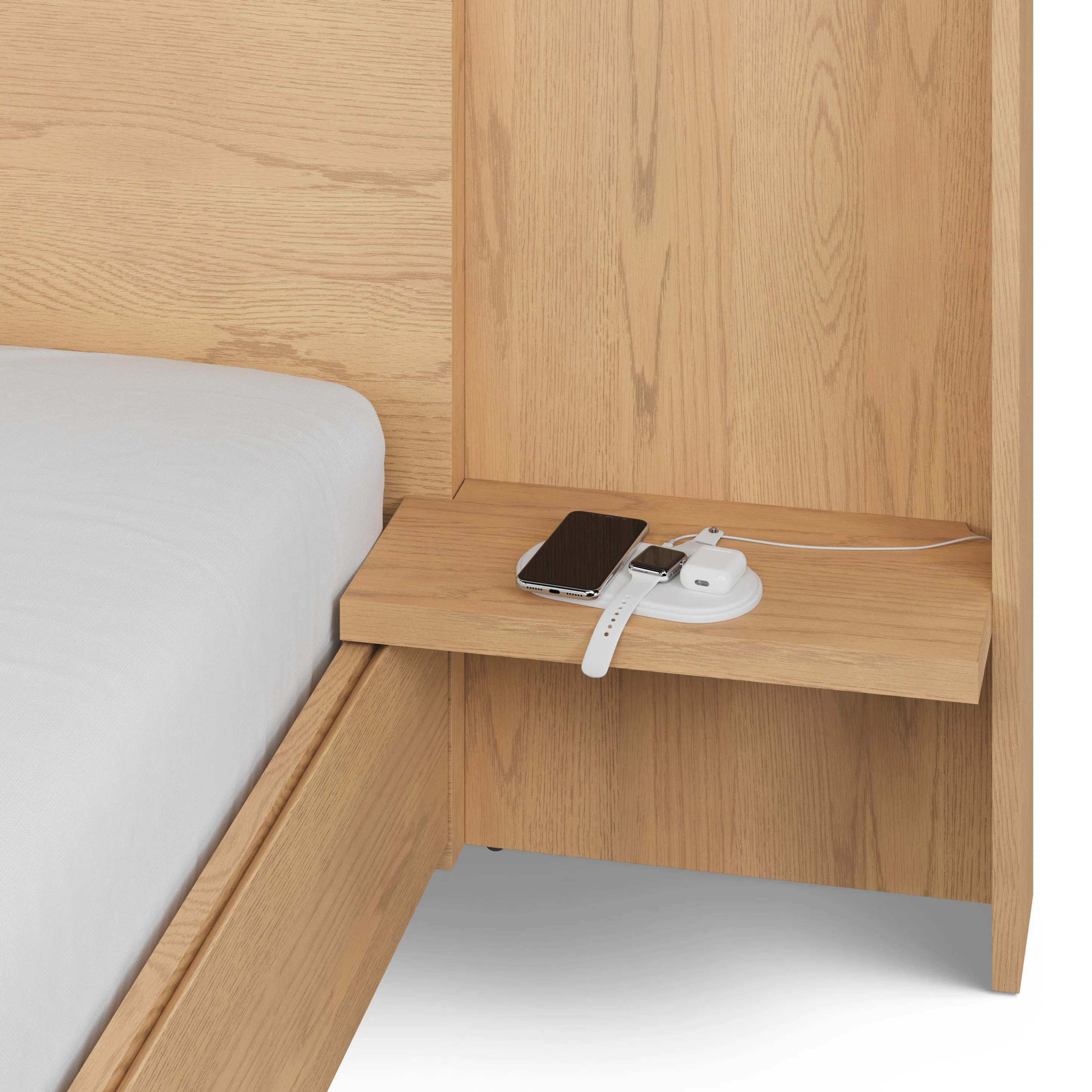 Leif King Storage Bed with Nightstands Set - White Oak