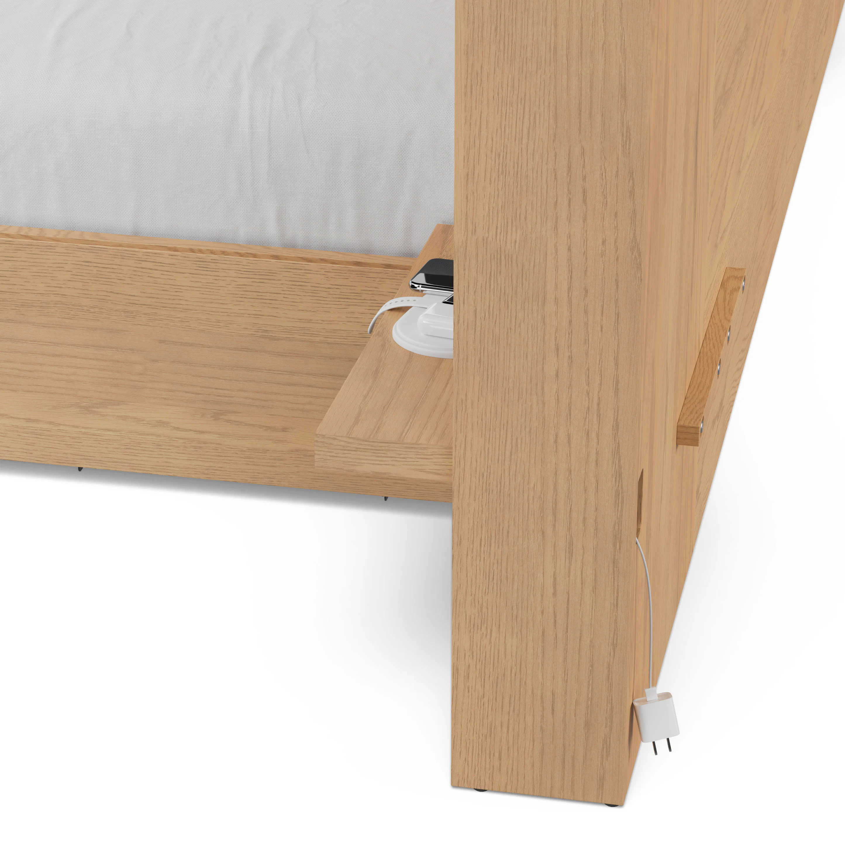 Leif King Storage Bed with Nightstands Set - White Oak