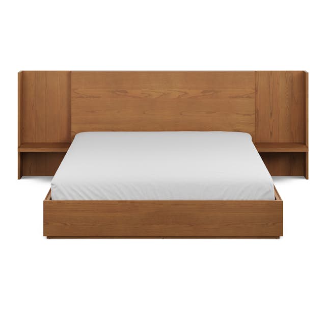 Leif King Storage Bed with Nightstands Set - Smoked Oak