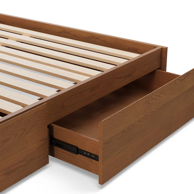 Leif King Storage Bed with Nightstands Set - Smoked Oak