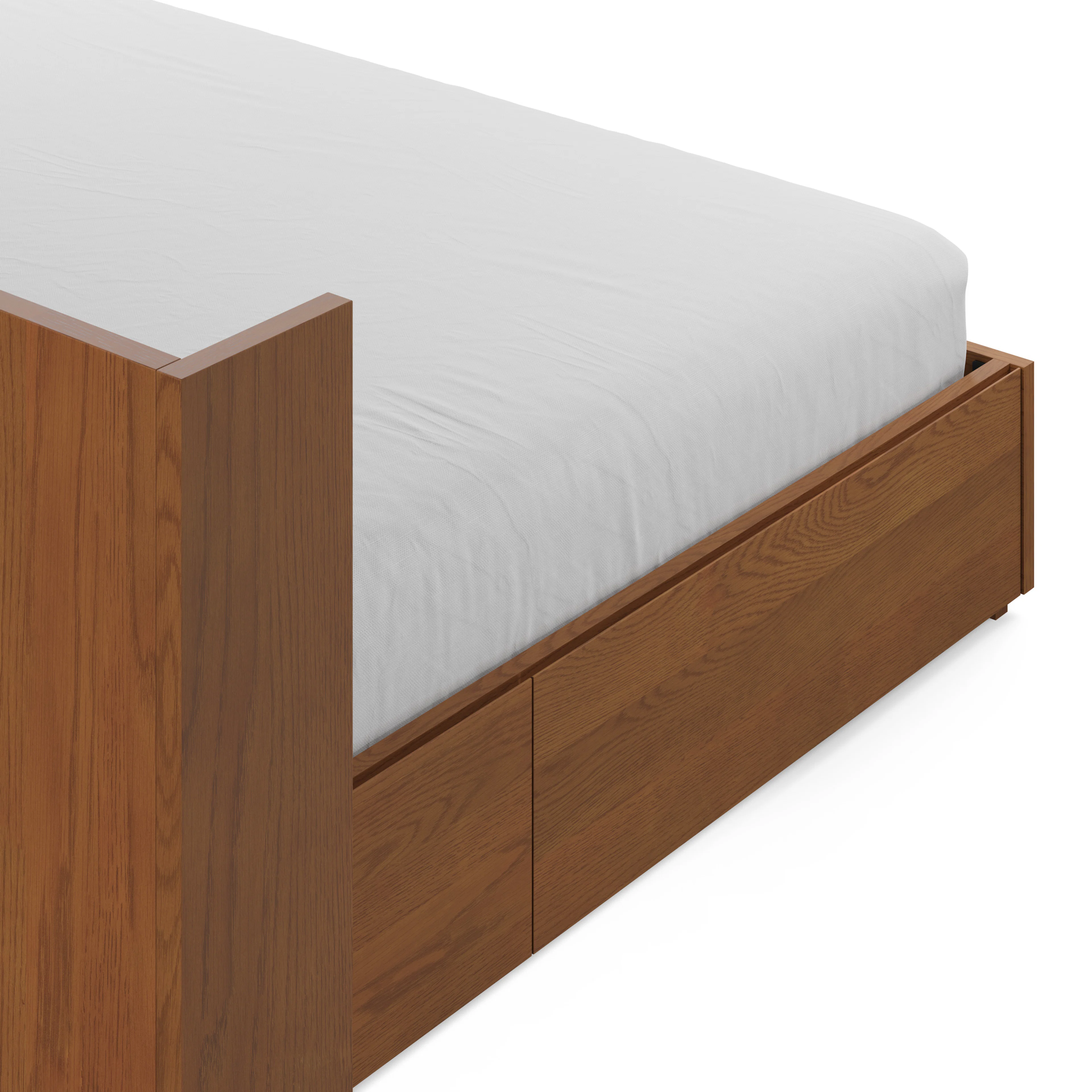 Leif Queen Storage Bed with Nightstands Set - Smoked Oak