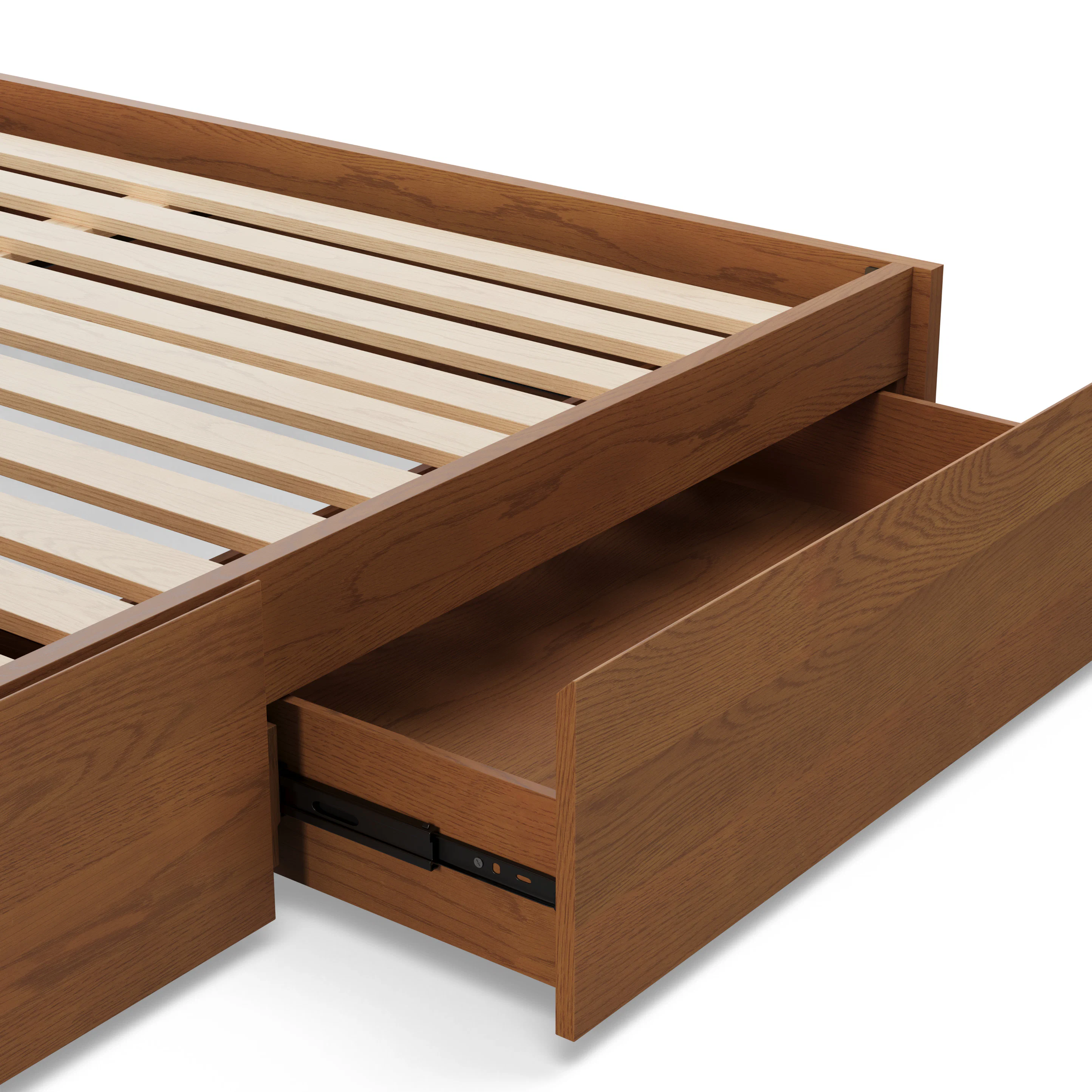 Leif Queen Storage Bed with Nightstands Set - Smoked Oak