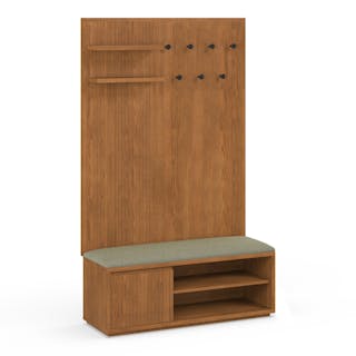 Kouva 47" Bench and Wall Panel Storage Set - Smoked Oak and Algonquin Green
