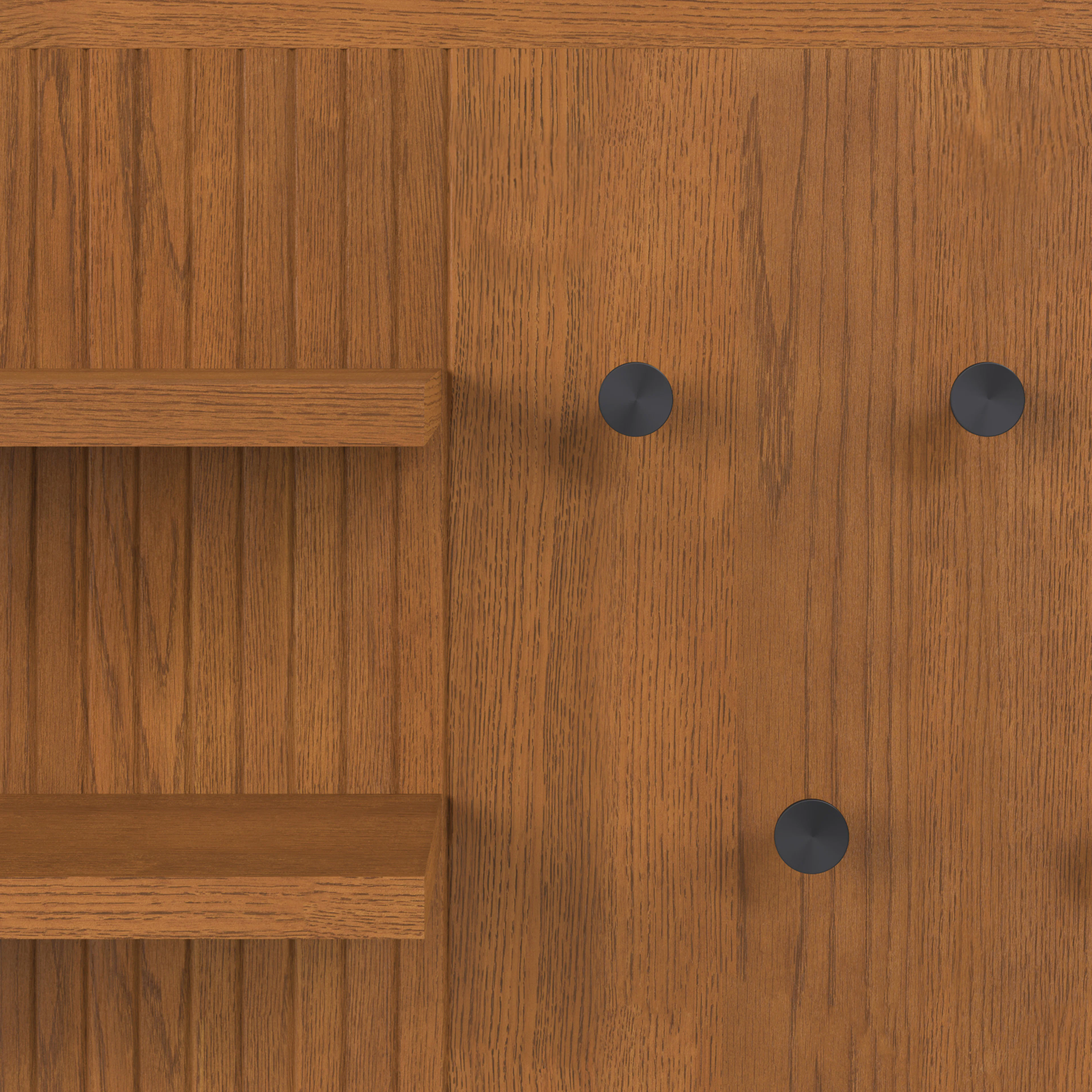 Kouva 47" Bench and Wall Panel Storage Set - Smoked Oak and Algonquin Green