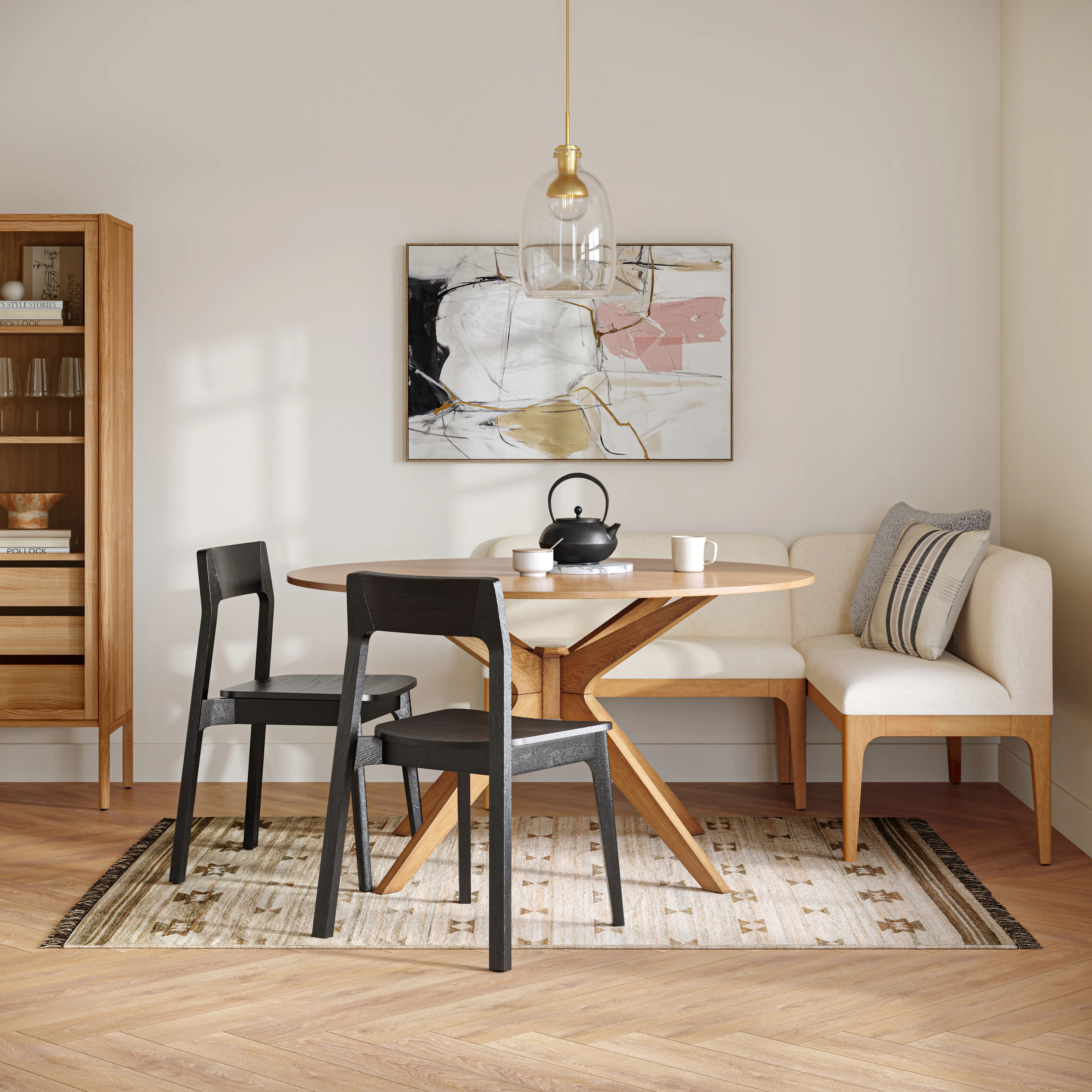 Rosin 34" Armless Banquette - Natural Oak and Sand Ivory