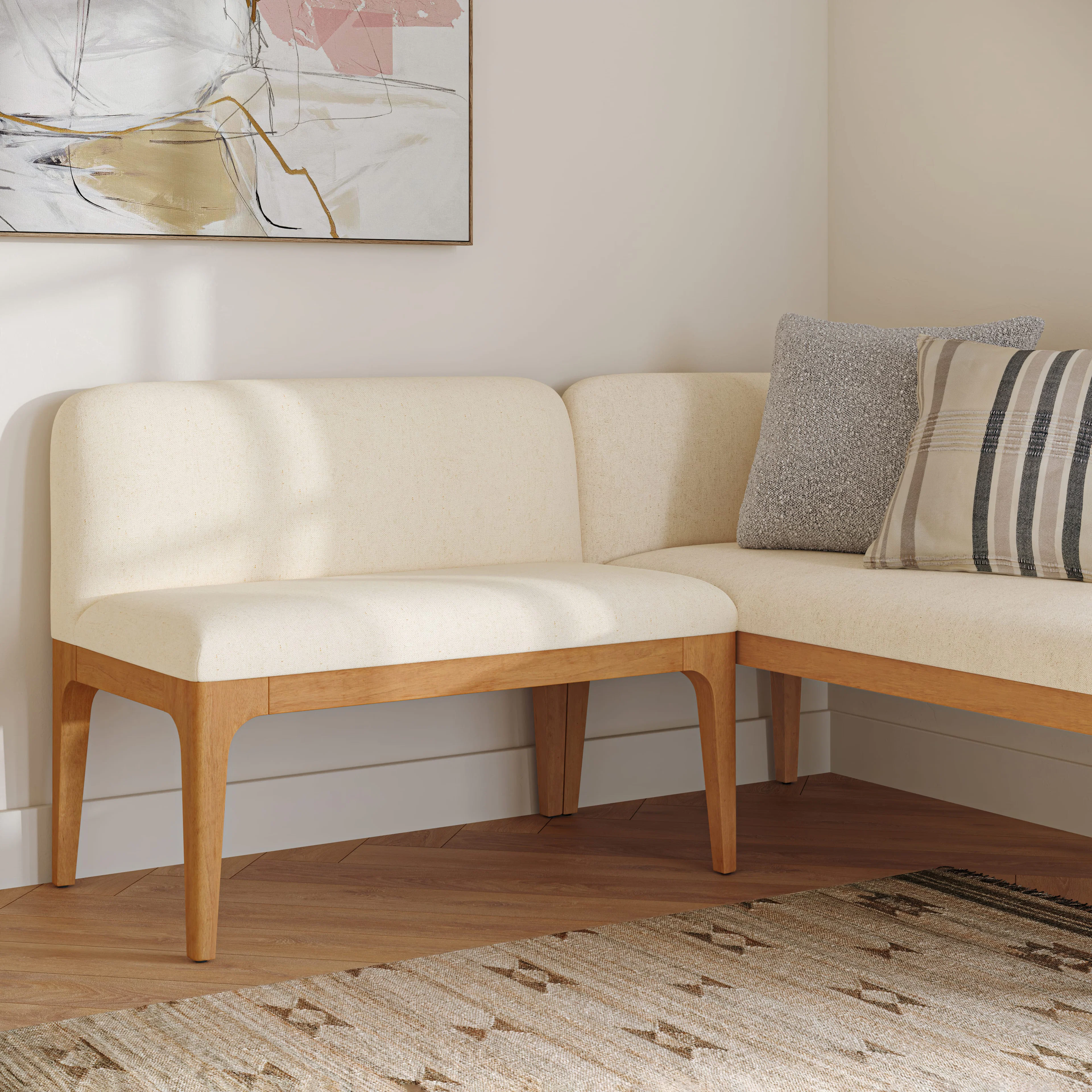 Rosin 34" Armless Banquette - Natural Oak and Sand Ivory
