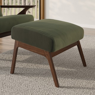 Otio 22" Velvet Ottoman - Walnut and Hale Fir Green