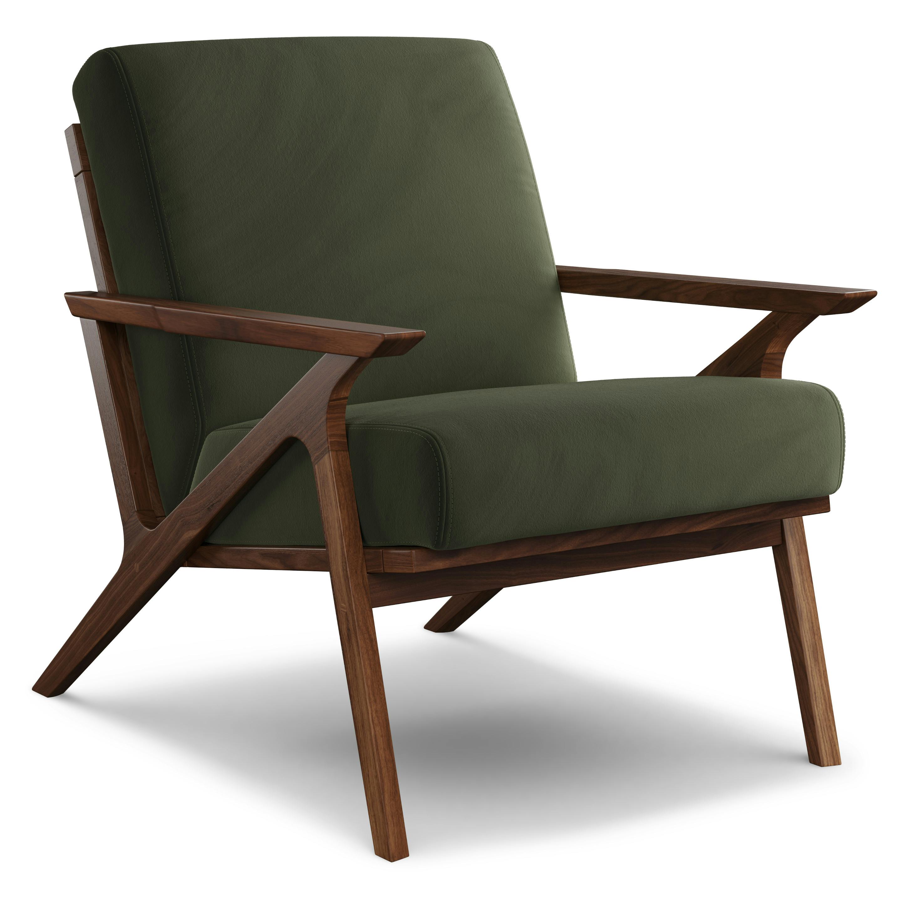 Otio Hale Fir Green Velvet and Walnut Lounge Chair | Article