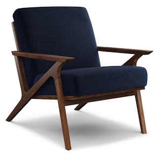 Otio 26" Velvet Lounge Chair - Walnut and Hale Ink