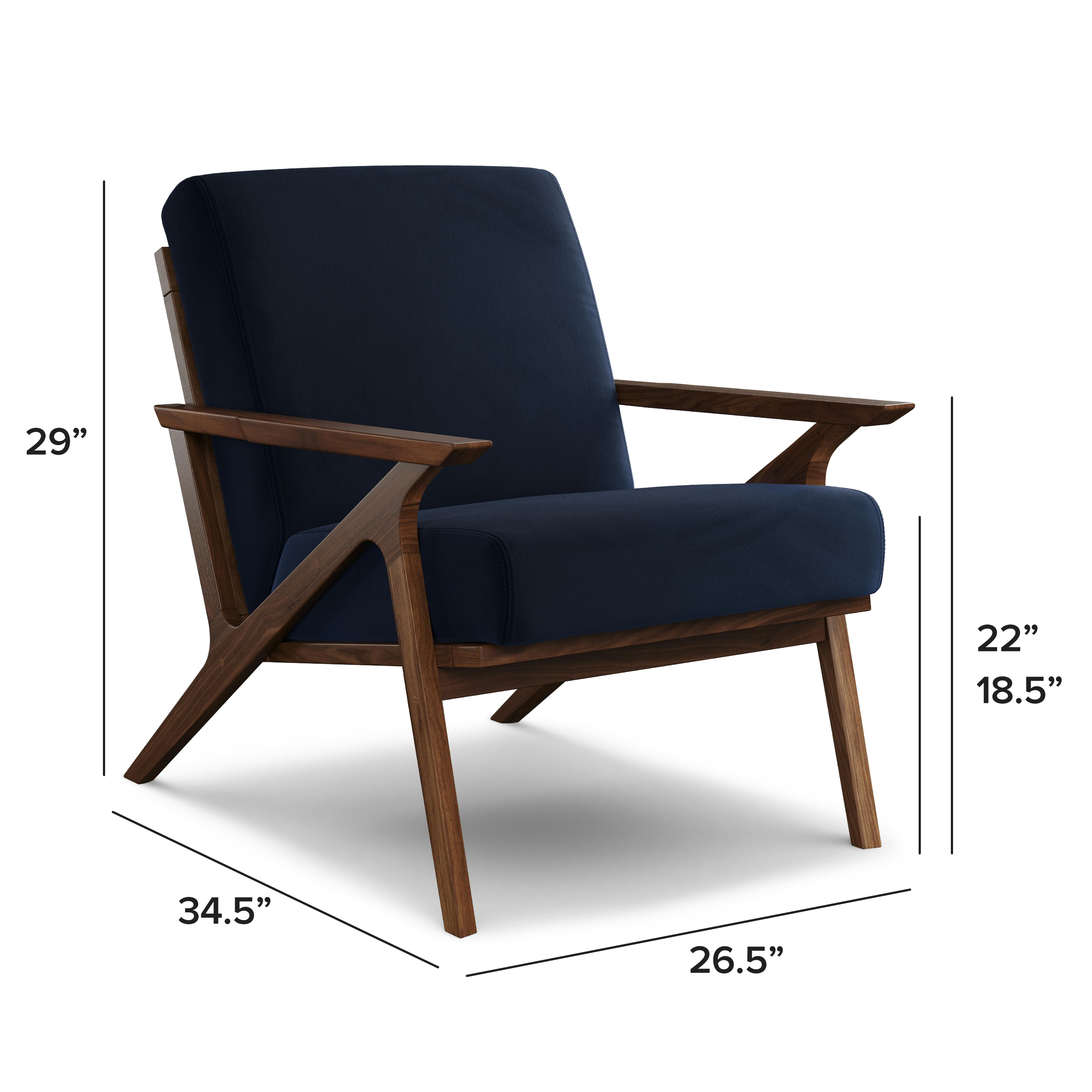 Otio Hale Ink Blue Velvet and Walnut Lounge Chair | Article