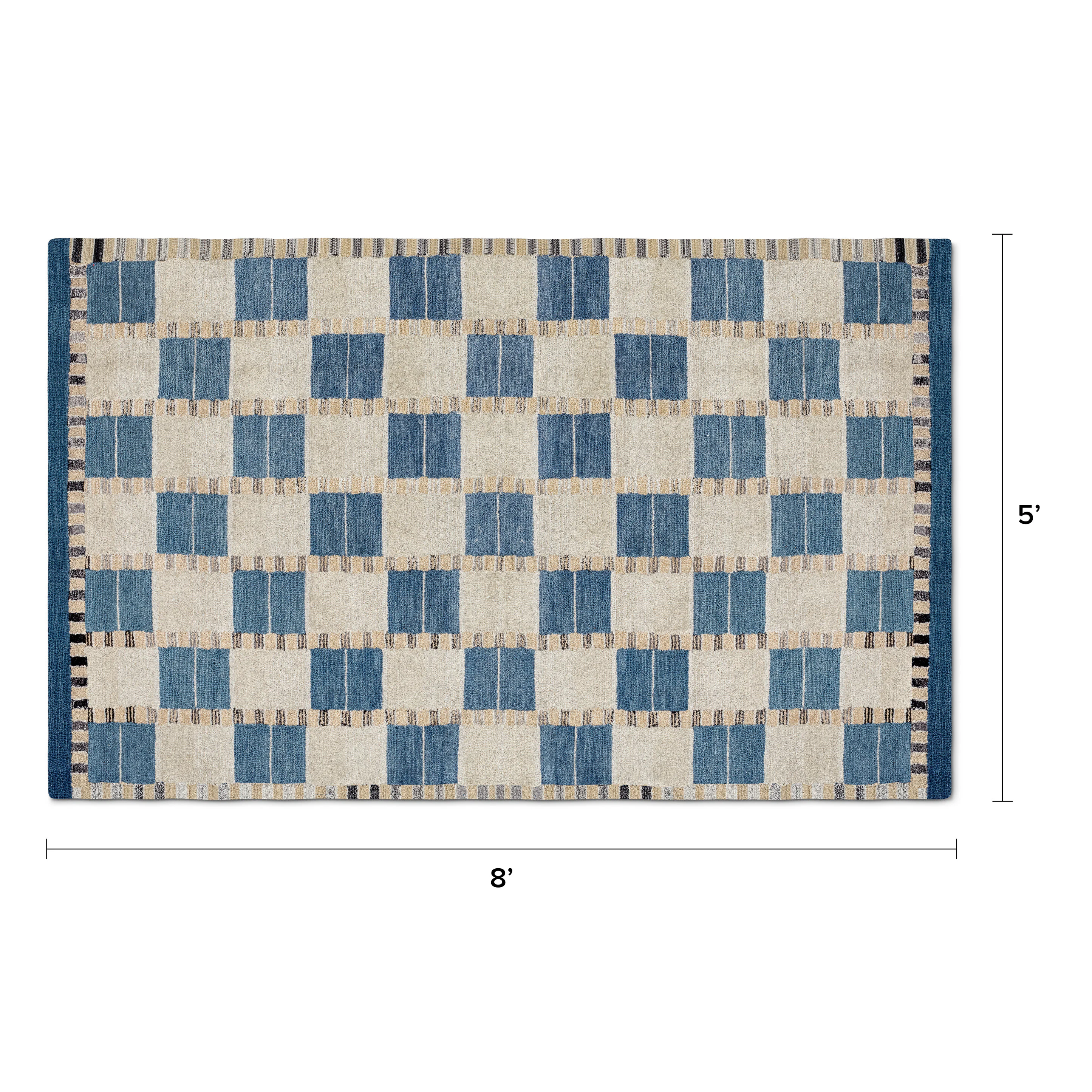 Jaris 5x8 Blue Quilt Check Rug - Stylish & Cozy