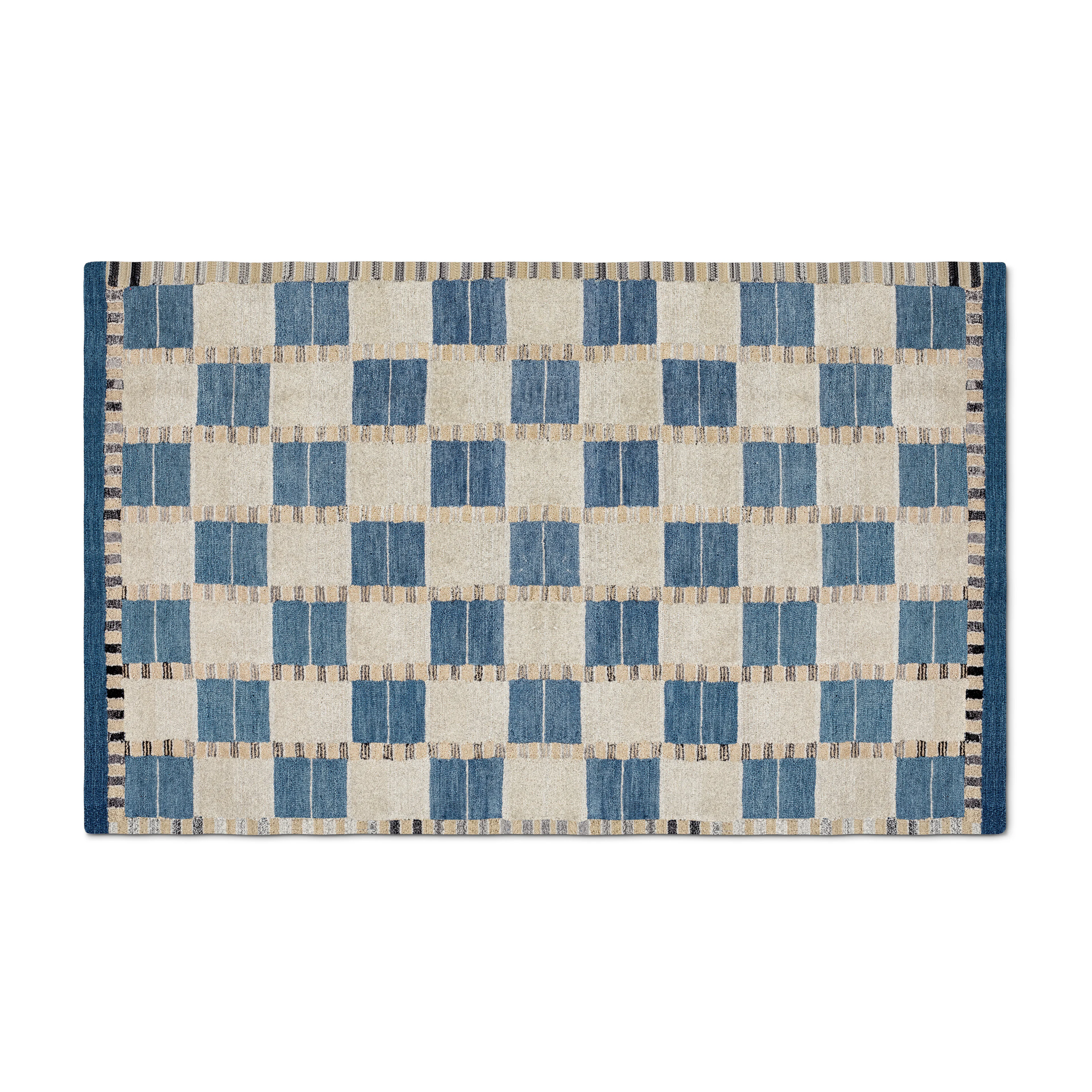 Jaris 5x8 Blue Quilt Check Rug - Stylish & Cozy