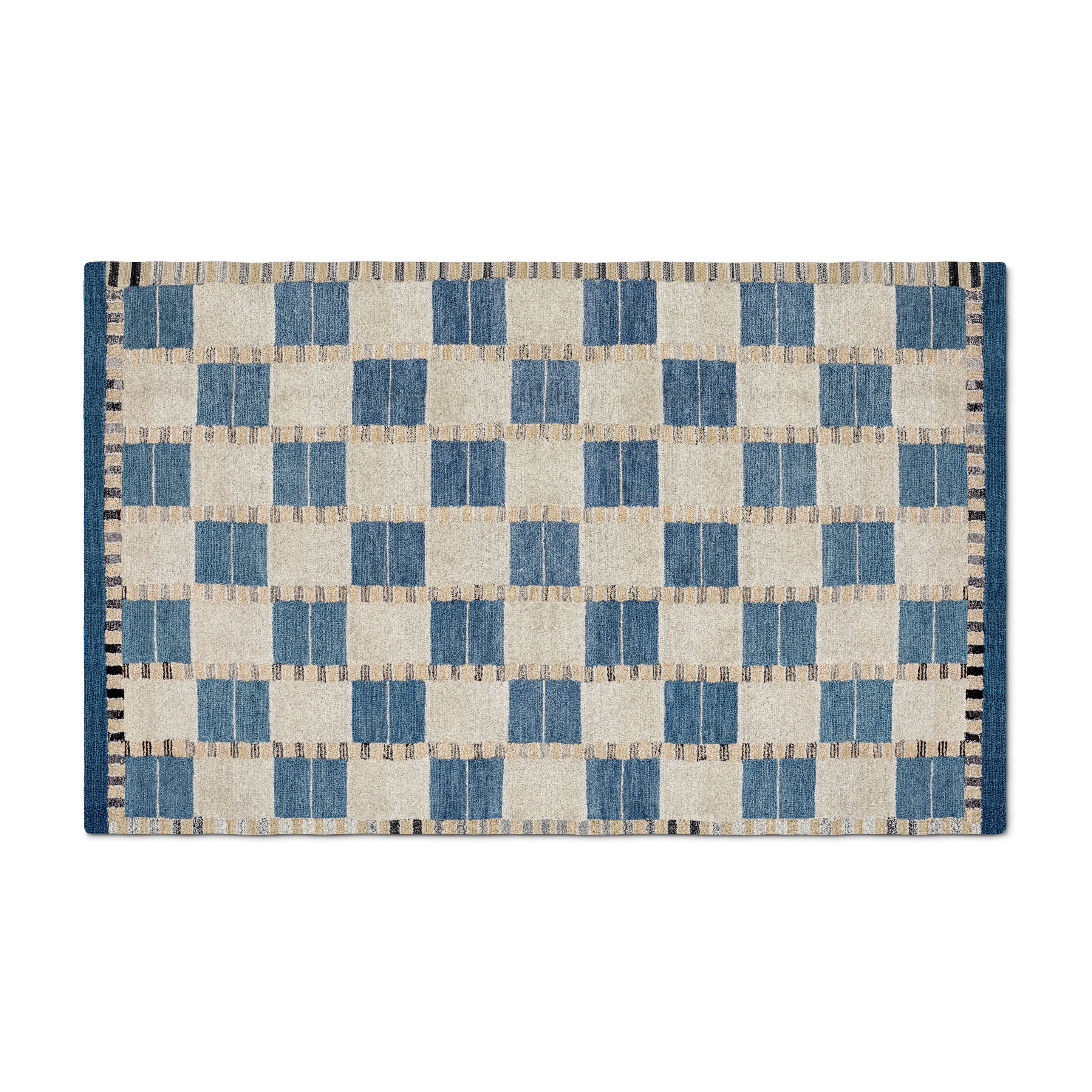 Jaris 5x8 Blue Quilt Check Rug - Stylish & Cozy