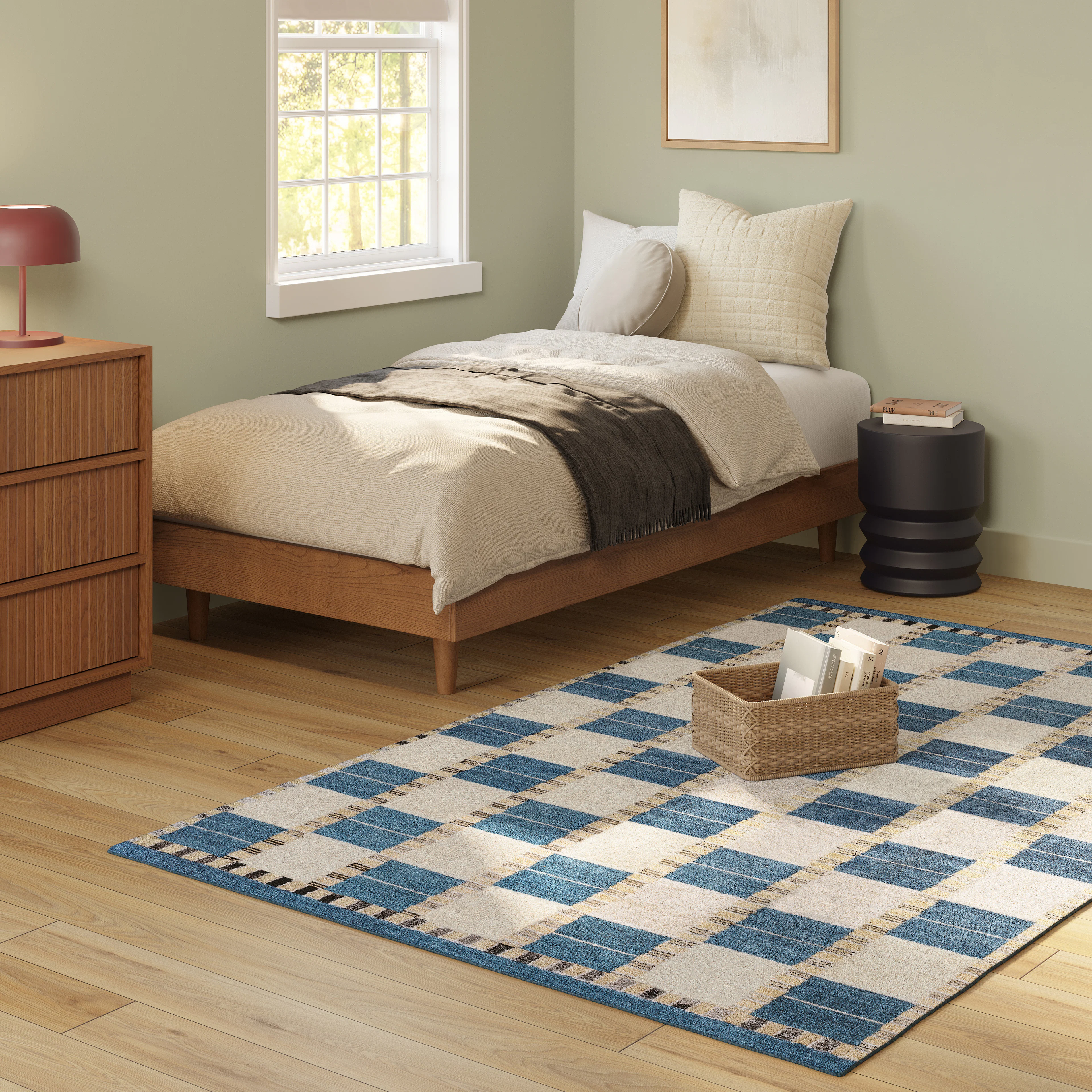 Jaris 5x8 Blue Quilt Check Rug - Stylish & Cozy