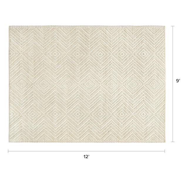 Carina Textured Ivory Patterned Rug 9 x 12 | Article