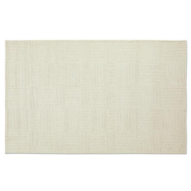 Clyde Ivory Textured Wool Rug, 5' x 8', Grid Pattern | Article