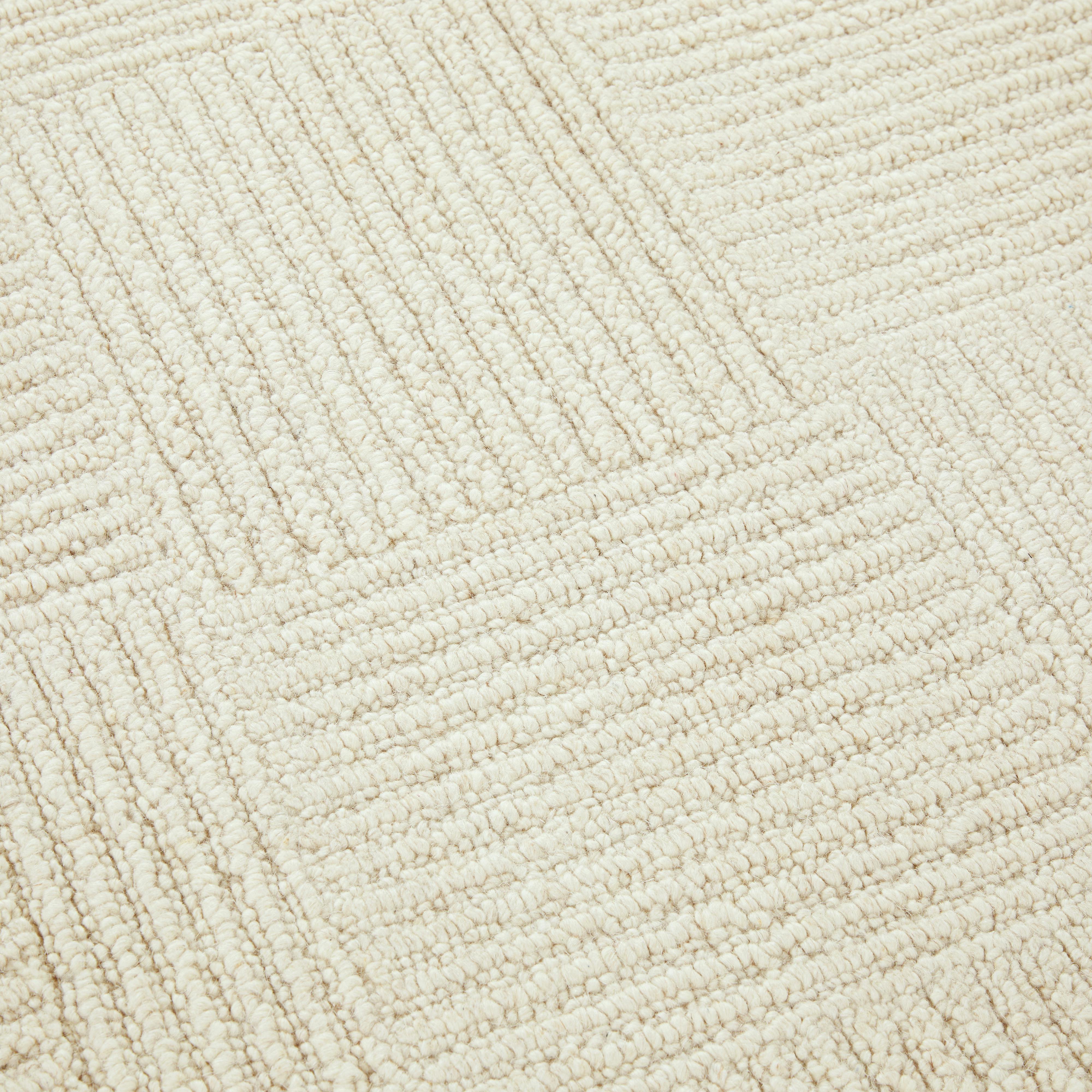 Clyde Ivory Textured Wool Rug, 5' x 8', Grid Pattern | Article
