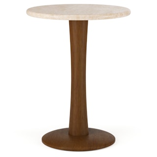 Fiore Travertine Side Table - Walnut