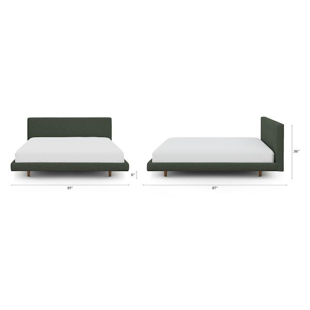 Tessu Green Wool Bouclé Upholstered King Low Profile Upholstered Bed ...