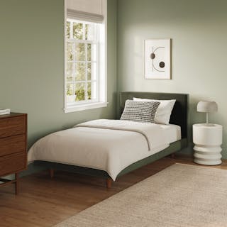 Tessu Twin Low Profile Velvet Bed - Hale Fir Green