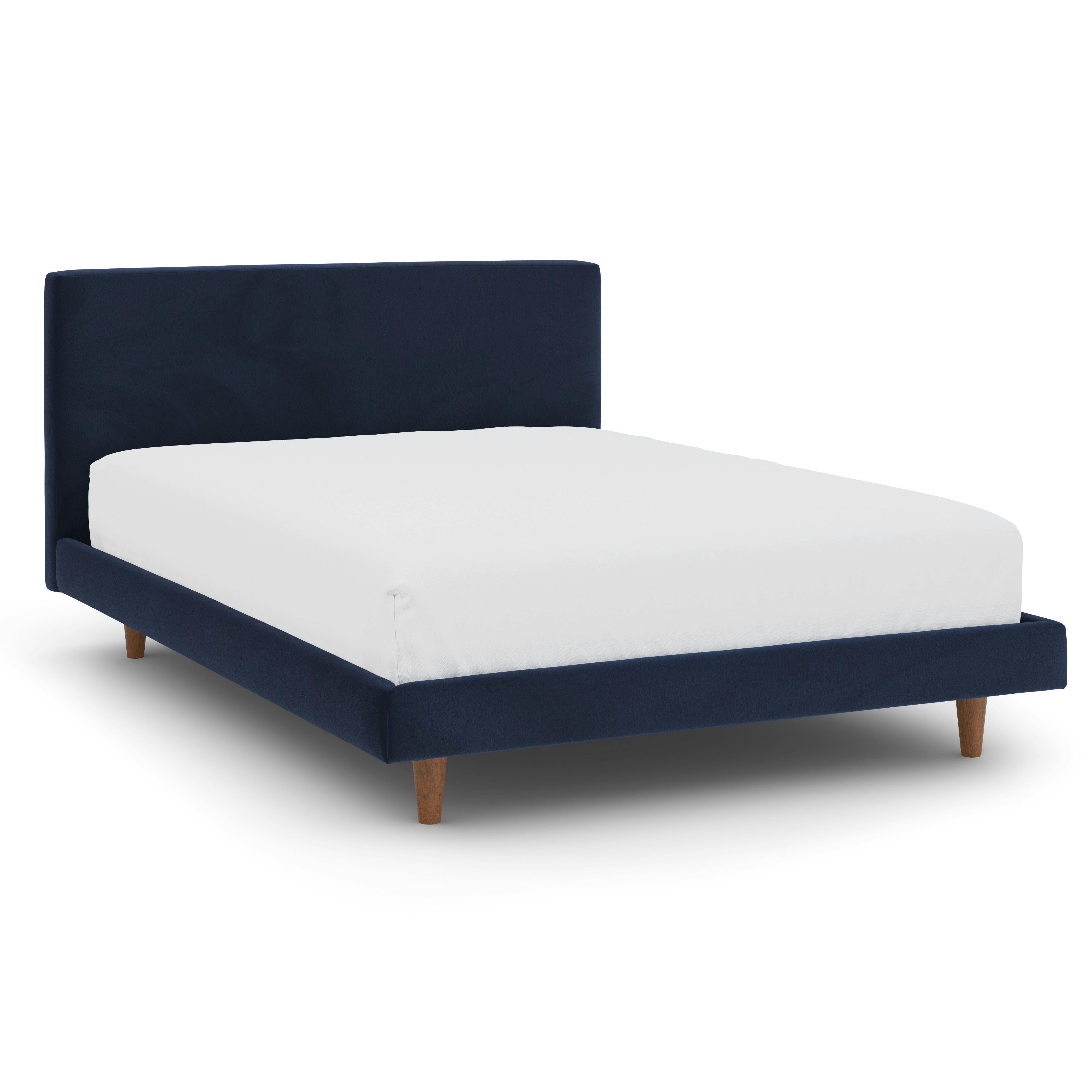 Tessu Hale Ink Blue Velvet Upholstered Full Low Profile