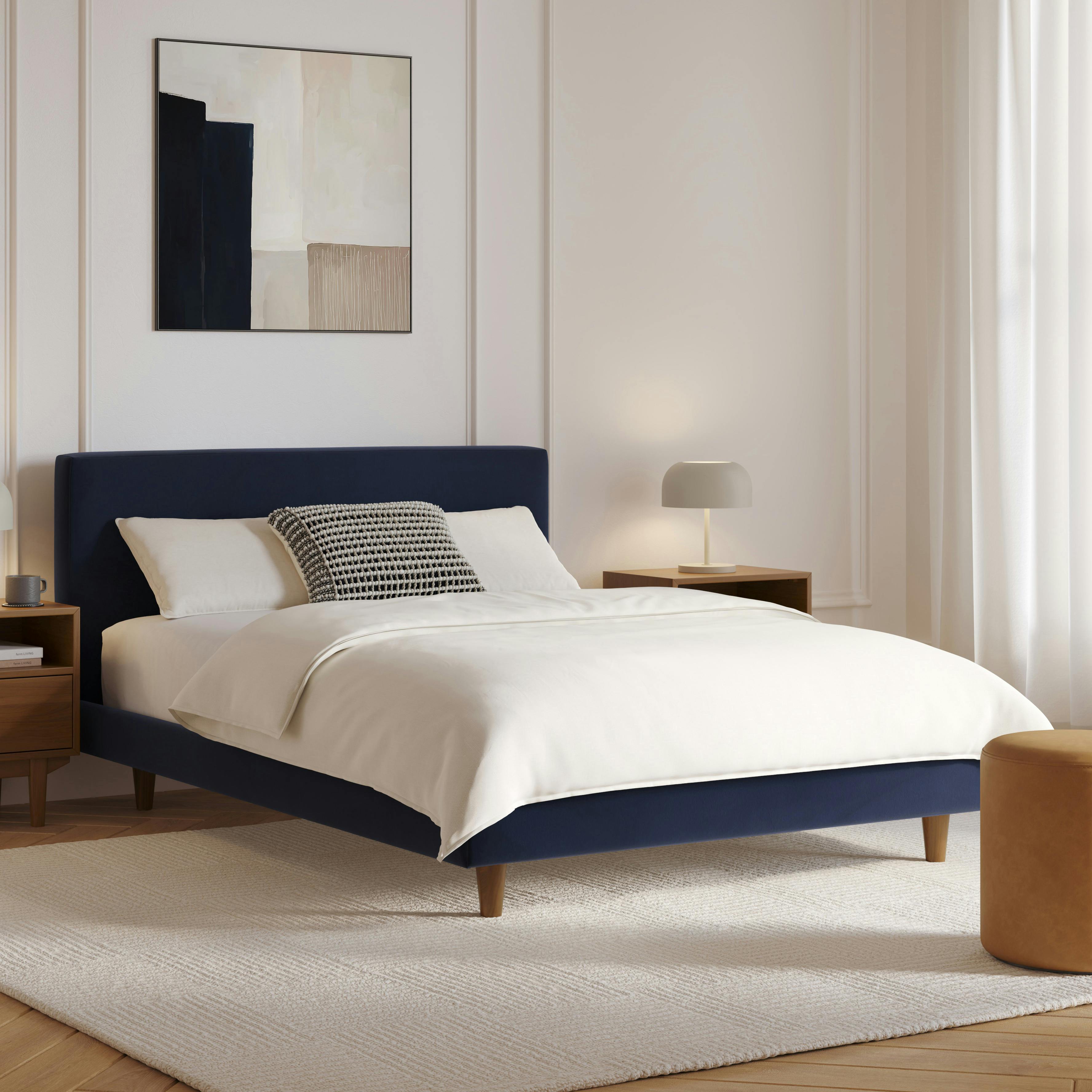 Tessu Hale Ink Blue Velvet Upholstered Full Low Profile