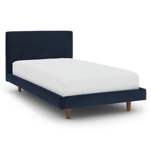 Tessu Hale Ink Blue Velvet Upholstered Twin Low Profile Upholstered Bed ...